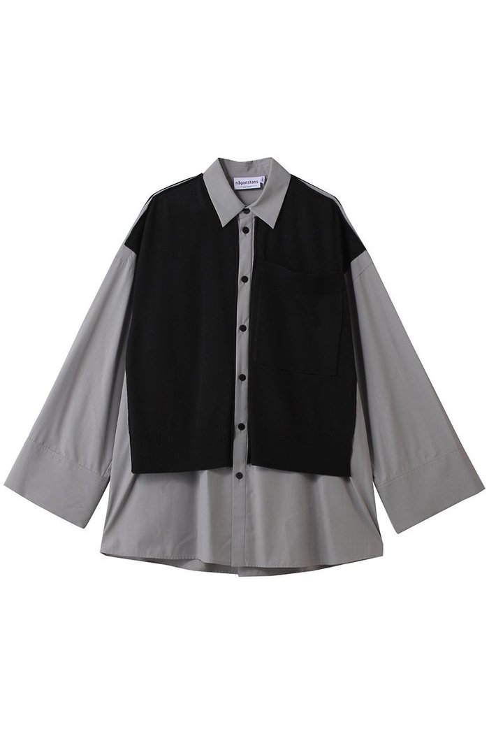 【ナゴンスタンス/nagonstans】のknit combination shirt/シャツ インテリア・キッズ・メンズ・レディースファッション・服の通販 founy(ファニー) https://founy.com/ ファッション Fashion レディースファッション Fashion for Women トップス・カットソー Cut & Sew Tops ニット Knit Tops & Sweaters シャツ・ブラウス・オフィスカジュアル Elegant Blouses & Button-Ups スリーブ Sleeve, Long Sleeve / Short Sleeve ブロード Broadcloth, Fine Cotton ベスト Vest, Waistcoat ロング Long, Long-Length 羽織 Haori, Light Jacket |ID: prp329100004918891 ipo3291000000036898313
