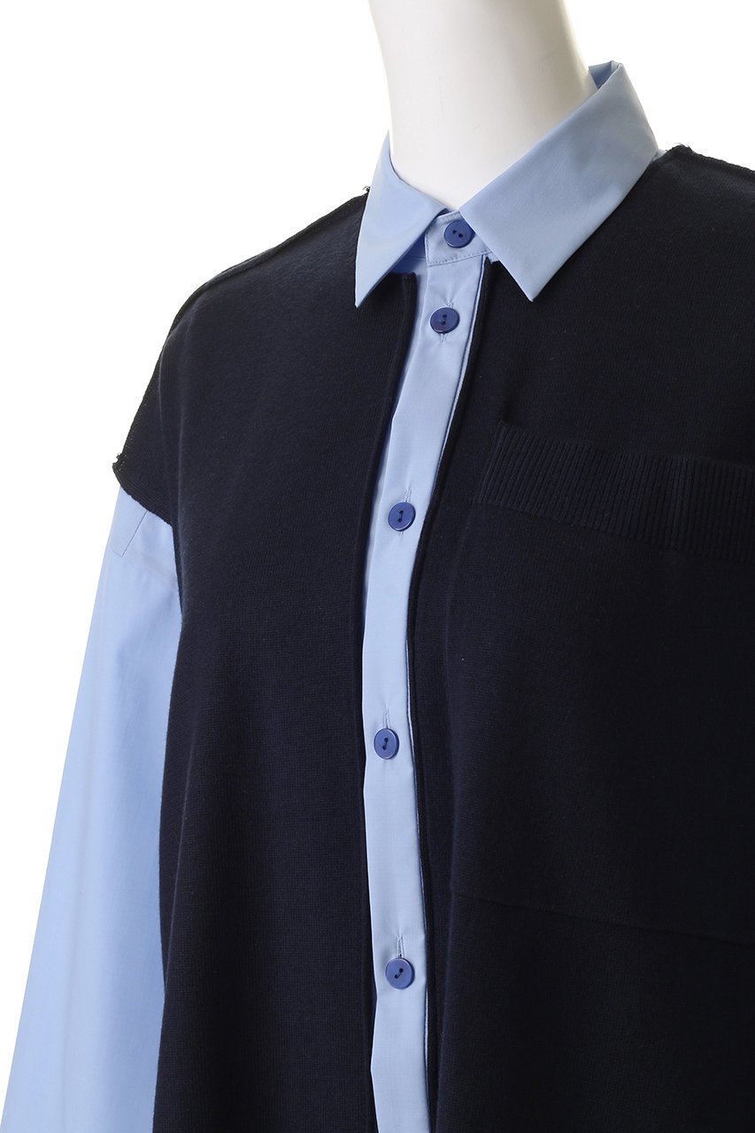 【ナゴンスタンス/nagonstans】のknit combination shirt/シャツ 人気、トレンドファッション・服の通販 founy(ファニー) 　ファッション　Fashion　レディースファッション　Fashion for Women　トップス・カットソー　Cut & Sew Tops　ニット　Knit Tops & Sweaters　シャツ・ブラウス・オフィスカジュアル　Elegant Blouses & Button-Ups　スリーブ　Sleeve, Long Sleeve / Short Sleeve　ブロード　Broadcloth, Fine Cotton　ベスト　Vest, Waistcoat　ロング　Long, Long-Length　羽織　Haori, Light Jacket　other-5|ID: prp329100004918891 ipo3291000000036898319