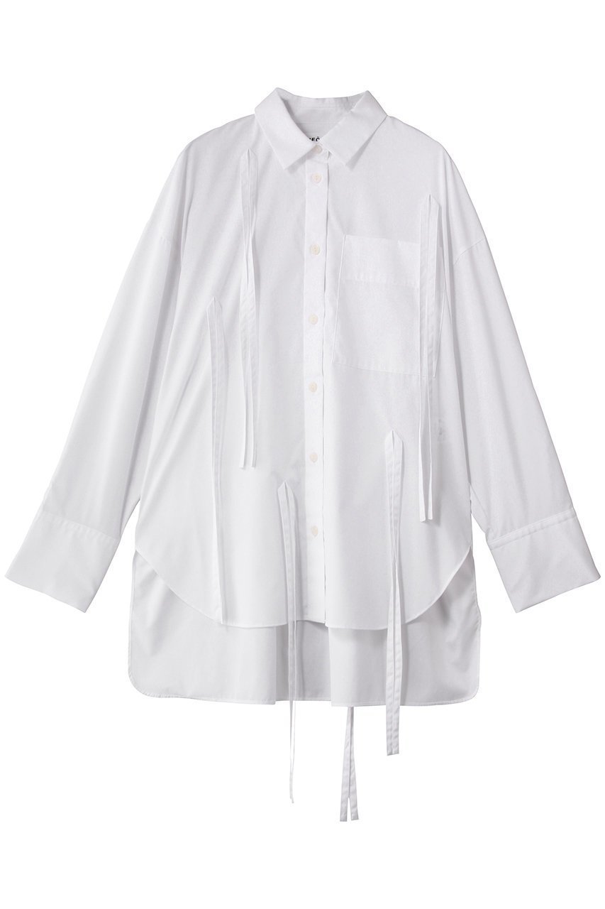 【エンフォルド/ENFOLD】のRIBBON SHIRT/シャツ インテリア・キッズ・メンズ・レディースファッション・服の通販 founy(ファニー) 　ファッション　Fashion　レディースファッション　Fashion for Women　トップス・カットソー　Cut & Sew Tops　シャツ・ブラウス・オフィスカジュアル　Elegant Blouses & Button-Ups　おすすめ　Recommended / Our Picks　スリーブ　Sleeve, Long Sleeve / Short Sleeve　ドレープ　Drape, Draping Fabric　フリンジ　Fringe, Tassel　リボン　Ribbon, Bow　ロング　Long, Long-Length　羽織　Haori, Light Jacket　ホワイト|ID: prp329100004918892 ipo3291000000036898321