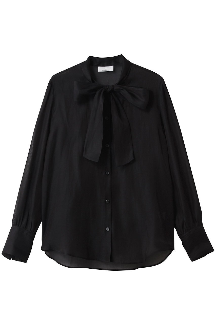 【ジェイドット/j.】の綿シルクオーガンジーボウタイブラウス インテリア・キッズ・メンズ・レディースファッション・服の通販 founy(ファニー) 　ファッション　Fashion　レディースファッション　Fashion for Women　トップス・カットソー　Cut & Sew Tops　シャツ・ブラウス・オフィスカジュアル　Elegant Blouses & Button-Ups　エレガント 上品　Elegant　シアー　Sheer, See-Through　シルク　Silk, 100% Silk　スラックス　Slacks, Dress Pants　スリーブ　Sleeve, Long Sleeve / Short Sleeve　デニム　Denim, Jeans Material　フェミニン　Feminine, Girly　ロング　Long, Long-Length　ブラック|ID: prp329100004918894 ipo3291000000036898337