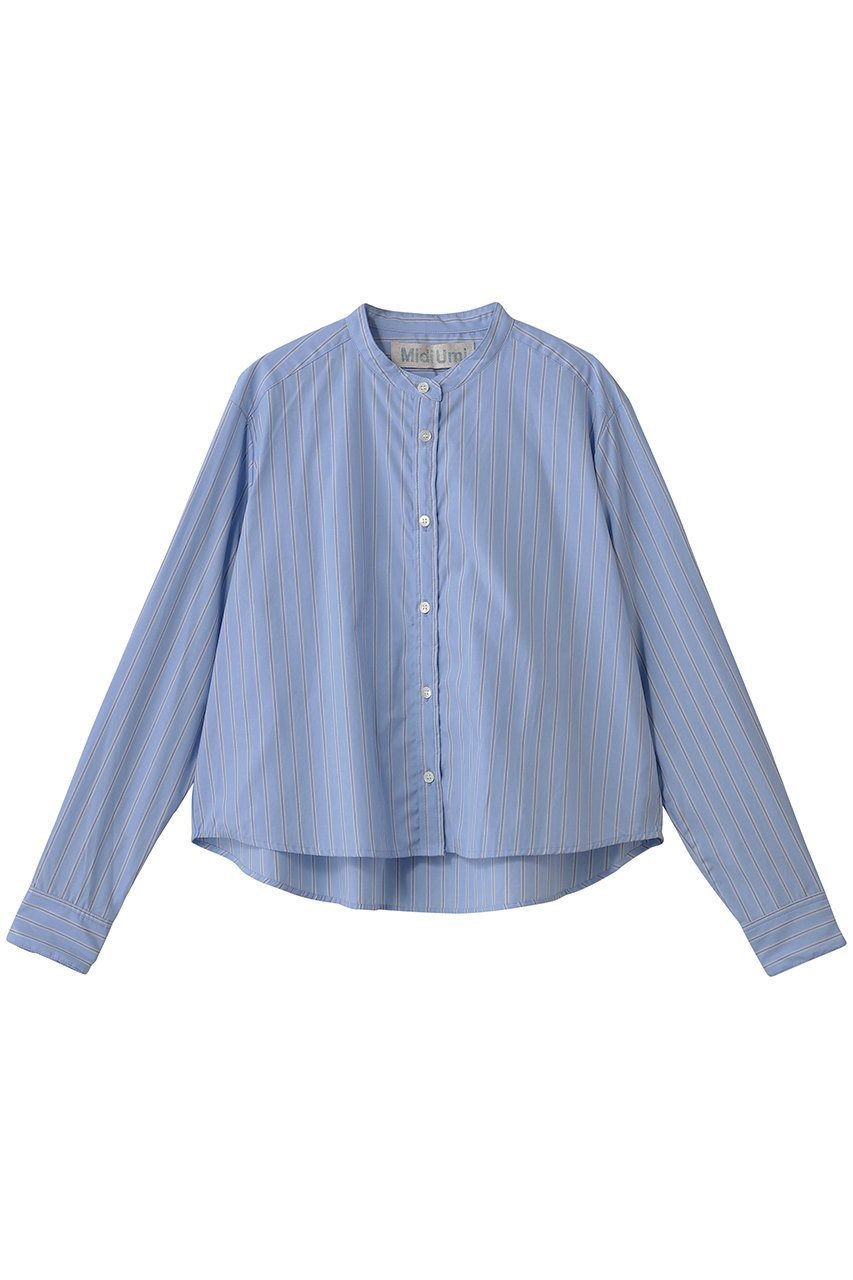 【ミディウミ/MidiUmi】のpatterned short shirt シャツ インテリア・キッズ・メンズ・レディースファッション・服の通販 founy(ファニー) 　ファッション　Fashion　レディースファッション　Fashion for Women　トップス・カットソー　Cut & Sew Tops　シャツ・ブラウス・オフィスカジュアル　Elegant Blouses & Button-Ups　ロングTシャツ・Tシャツ　Longline T-Shirts & Tees　クロップド　Cropped, Short Length　シンプル　Simple, Minimal　ストライプ　Stripe, Striped Pattern　スリーブ　Sleeve, Long Sleeve / Short Sleeve　トレンド　Trend, Trending Now　フェミニン　Feminine, Girly　ベーシック　Basic, Essential　ロング　Long, Long-Length　blue|ID: prp329100004918897 ipo3291000000036898369