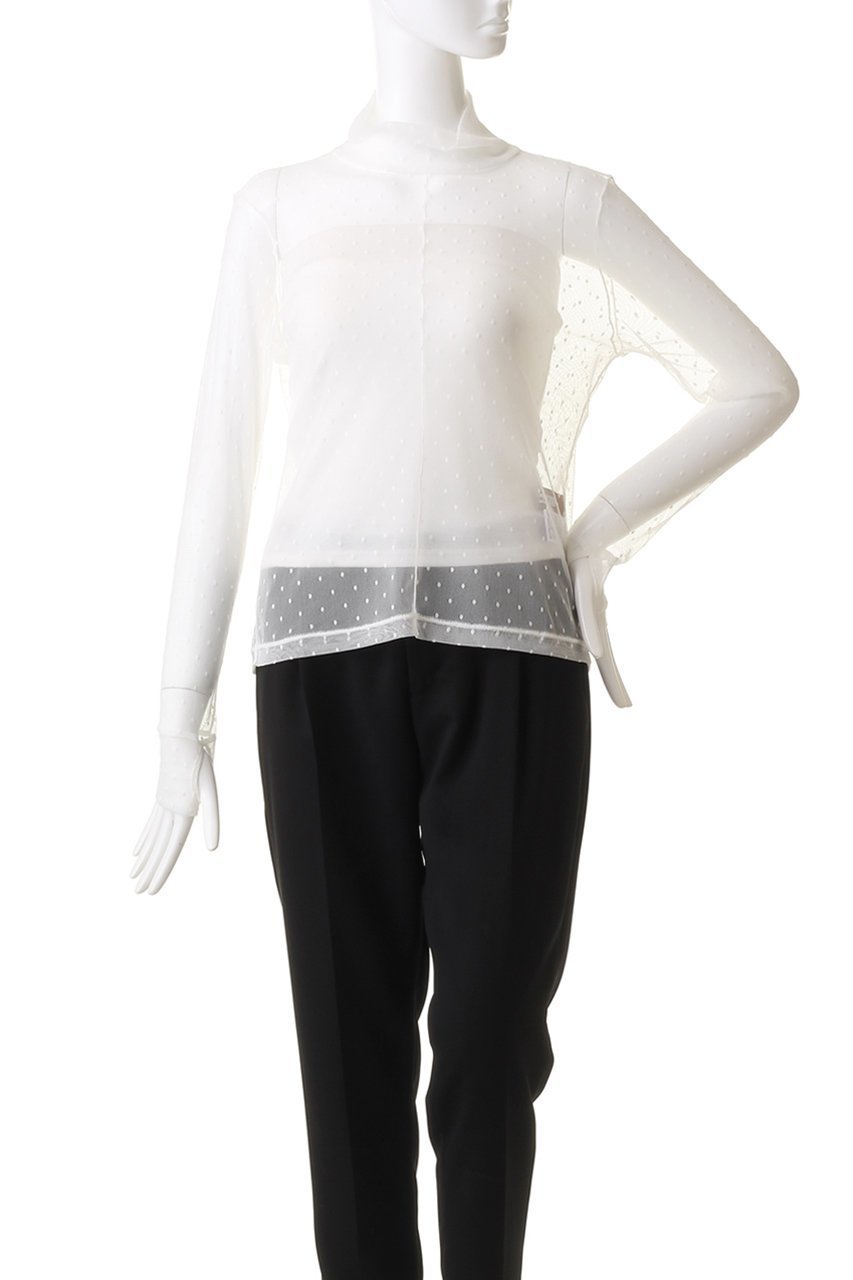 【ルームエイト/Room no.8】のドット メッシュ サムホール トップス 人気、トレンドファッション・服の通販 founy(ファニー) 　ファッション　Fashion　レディースファッション　Fashion for Women　トップス・カットソー　Cut & Sew Tops　シャツ・ブラウス・オフィスカジュアル　Elegant Blouses & Button-Ups　インナー　Innerwear　キャミワンピース　Cami Dress, Slip Dress　シアー　Sheer, See-Through　スウェット / スエット　Sweatshirt, Sweatwear　スリーブ　Sleeve, Long Sleeve / Short Sleeve　トレンド　Trend, Trending Now　ドット　Polka Dot, Dot Pattern　ハイネック　High Neck, Mock Neck　フェミニン　Feminine, Girly　メッシュ　Mesh, Net Fabric　ロング　Long, Long-Length　other-2|ID: prp329100004918905 ipo3291000000036898419