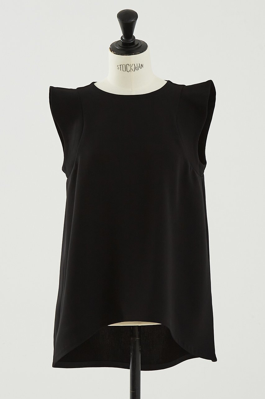 【デザイン ワークス/DESIGN WORKS】のトリアセジョーゼットノースリブラウス インテリア・キッズ・メンズ・レディースファッション・服の通販 founy(ファニー) 　ファッション　Fashion　レディースファッション　Fashion for Women　トップス・カットソー　Cut & Sew Tops　キャミソール&ノースリーブ　Camisoles & Sleeveless Tops　シャツ・ブラウス・オフィスカジュアル　Elegant Blouses & Button-Ups　ジョーゼット　Georgette, Semi-Sheer Fabric　スリーブ　Sleeve, Long Sleeve / Short Sleeve　ノースリーブ　Sleeveless, No-Sleeve　バランス　Balance, Style Balance　フレア　Flare, Flared　ヘムライン　Hemline, Bottom Cut　エレガント 上品　Elegant　ブラック|ID: prp329100004918917 ipo3291000000036898525