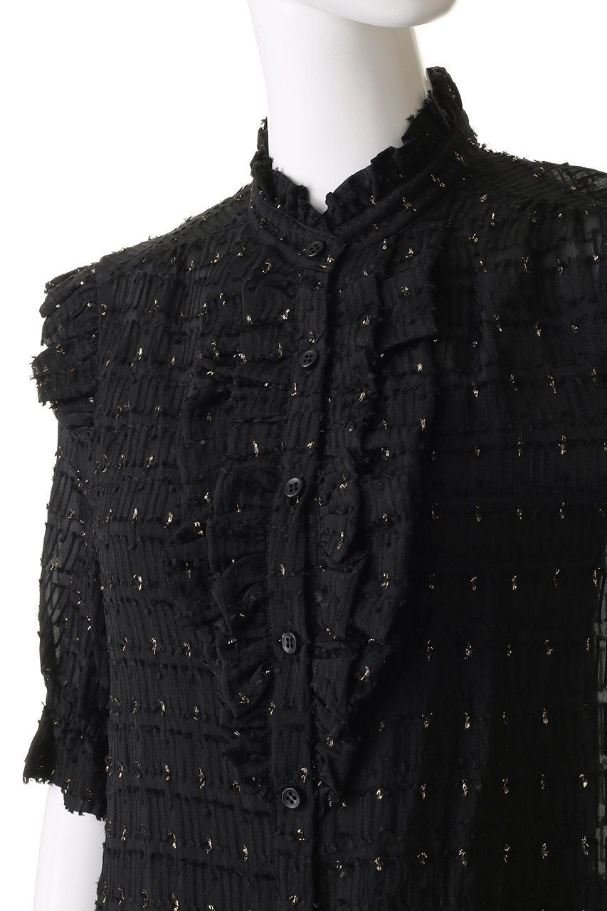 【コルコバード/CORCOVADO】のラメカットジャカードブラウス 人気、トレンドファッション・服の通販 founy(ファニー) 　ファッション　Fashion　レディースファッション　Fashion for Women　トップス・カットソー　Cut & Sew Tops　シャツ・ブラウス・オフィスカジュアル　Elegant Blouses & Button-Ups　エレガント 上品　Elegant　ショルダー　Shoulder, Shoulder Strap　ショート　Short, Short Length　スリーブ　Sleeve, Long Sleeve / Short Sleeve　センター　Center, Center Line　ダウン　Down, Puffer　デニム　Denim, Jeans Material　フェミニン　Feminine, Girly　フリル　Frill, Ruffle　ボトム　Bottoms, Lower Wear　other-5|ID: prp329100004918924 ipo3291000000036898579