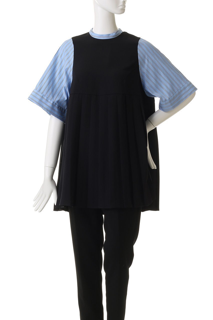 【エンフォルド/ENFOLD】のPLEATS PULLOVER/プルオーバー 人気、トレンドファッション・服の通販 founy(ファニー) 　ファッション　Fashion　レディースファッション　Fashion for Women　トップス・カットソー　Cut & Sew Tops　シャツ・ブラウス・オフィスカジュアル　Elegant Blouses & Button-Ups　カジュアルプルオーバー・ニットトップス　Pullovers & Knit Tops / Casual Pullovers　おすすめ　Recommended / Our Picks　スリーブ　Sleeve, Long Sleeve / Short Sleeve　セットアップ　Set-Up, Coordinated Outfit　ドッキング　Docking, Mixed Material　プリーツ　Pleats, Pleated　ベスト　Vest, Waistcoat　ロング　Long, Long-Length　半袖　Short Sleeve, Half Sleeve　other-2|ID: prp329100004918950 ipo3291000000036898770