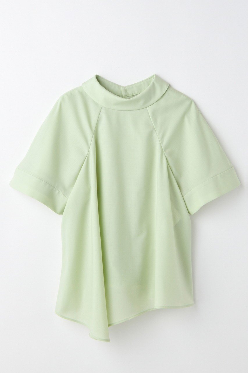 【エンフォルド/ENFOLD】のHIGH-NECK BLOUSE/ブラウス インテリア・キッズ・メンズ・レディースファッション・服の通販 founy(ファニー) 　ファッション　Fashion　レディースファッション　Fashion for Women　トップス・カットソー　Cut & Sew Tops　シャツ・ブラウス・オフィスカジュアル　Elegant Blouses & Button-Ups　おすすめ　Recommended / Our Picks　エレガント 上品　Elegant　ショート　Short, Short Length　スリーブ　Sleeve, Long Sleeve / Short Sleeve　セットアップ　Set-Up, Coordinated Outfit　ハイネック　High Neck, Mock Neck　ワイド　Wide, Wide Fit　ライトグリーン|ID: prp329100004918953 ipo3291000000036898790