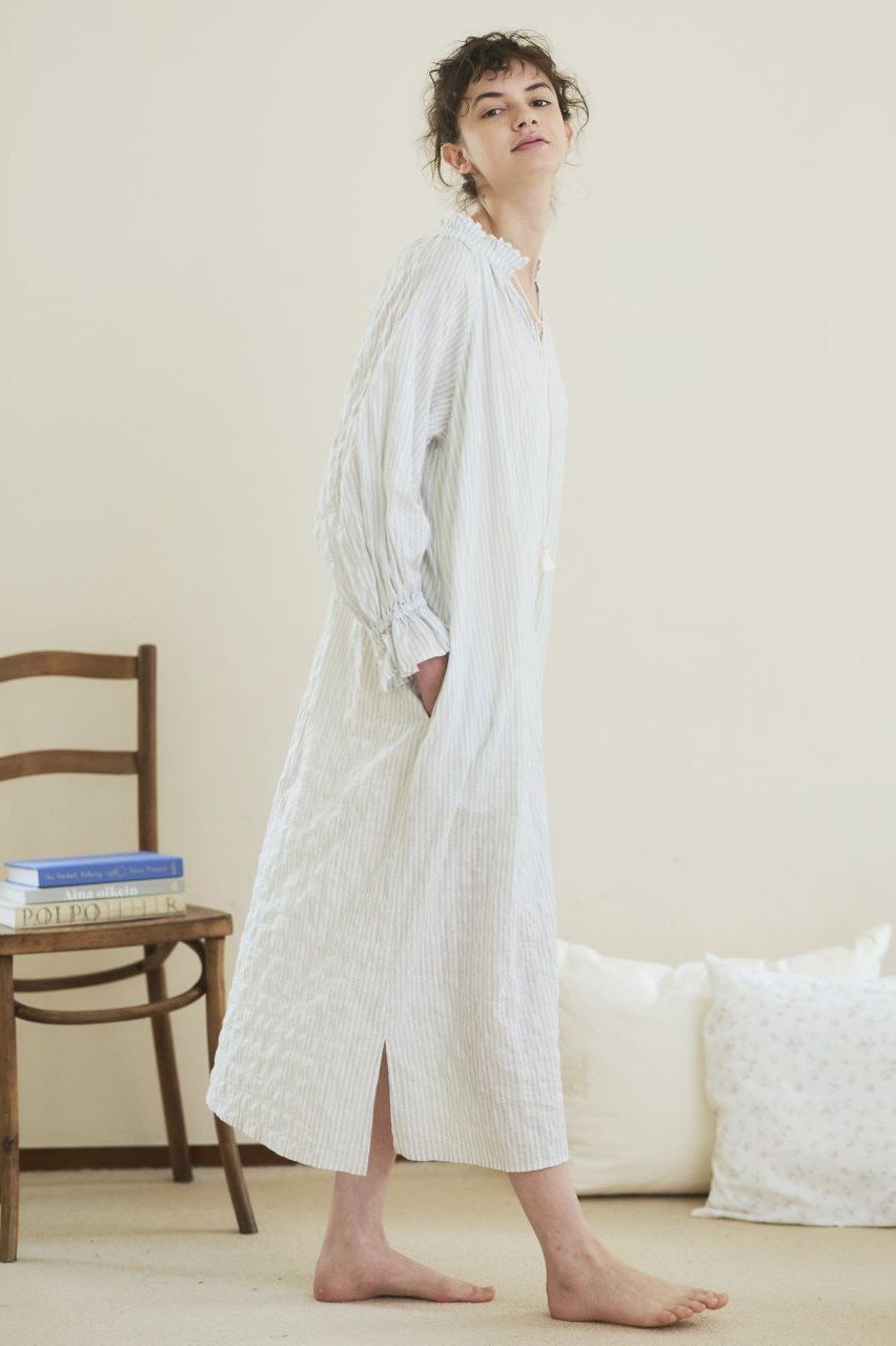 【ナナデコール/nanadecor】のユーカリストライプタッセルワンピース 人気、トレンドファッション・服の通販 founy(ファニー) 　ファッション　Fashion　レディースファッション　Fashion for Women　ワンピース　Dresses　チュニック　Tunic Tops & Dresses　ギャザー　Gathered, Ruffled　サマー　Summer, Summer Style　ストライプ　Stripe, Striped Pattern　タッセル　Tassel, Fringe　チュニック　Tunic, Long Top　フェミニン　Feminine, Girly　フリル　Frill, Ruffle　ロング　Long, Long-Length　other-6|ID: prp329100004918980 ipo3291000000036899113