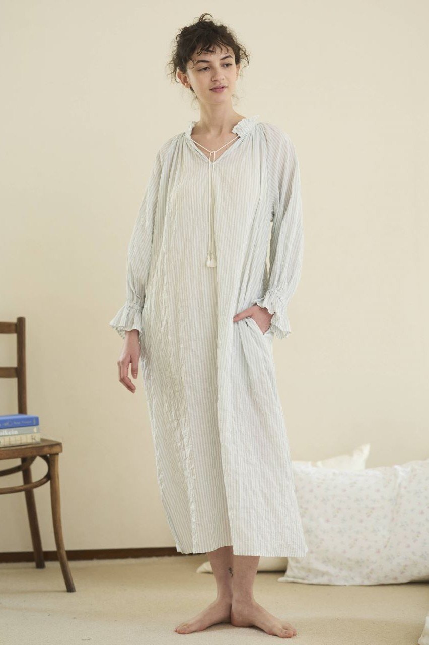 【ナナデコール/nanadecor】のユーカリストライプタッセルワンピース 人気、トレンドファッション・服の通販 founy(ファニー) 　ファッション　Fashion　レディースファッション　Fashion for Women　ワンピース　Dresses　チュニック　Tunic Tops & Dresses　ギャザー　Gathered, Ruffled　サマー　Summer, Summer Style　ストライプ　Stripe, Striped Pattern　タッセル　Tassel, Fringe　チュニック　Tunic, Long Top　フェミニン　Feminine, Girly　フリル　Frill, Ruffle　ロング　Long, Long-Length　other-7|ID: prp329100004918980 ipo3291000000036899114