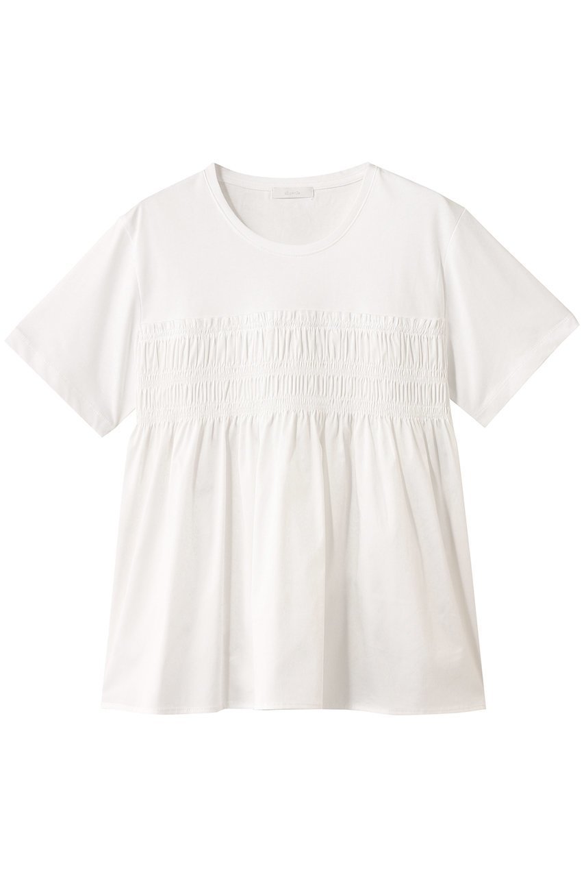 【アルアバイル/allureville】のシャーリングビスチェコンビTシャツ インテリア・キッズ・メンズ・レディースファッション・服の通販 founy(ファニー) 　ファッション　Fashion　レディースファッション　Fashion for Women　トップス・カットソー　Cut & Sew Tops　シャツ・ブラウス・オフィスカジュアル　Elegant Blouses & Button-Ups　ロングTシャツ・Tシャツ　Longline T-Shirts & Tees　カットソー・ベーシックTシャツ　Cut-and-Sewn Tops / Stretch Tees & Basics　ビスチェ　Bustiers & Corset Tops / Layered Bustier Style　シャーリング　Shirring, Ruched　ショート　Short, Short Length　スリーブ　Sleeve, Long Sleeve / Short Sleeve　トレンド　Trend, Trending Now　フレア　Flare, Flared　オフホワイト|ID: prp329100004918983 ipo3291000000036899129