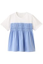 【アルアバイル/allureville】のシャーリングビスチェコンビTシャツ 人気、トレンドファッション・服の通販 founy(ファニー) ファッション Fashion レディースファッション Fashion for Women トップス・カットソー Cut & Sew Tops シャツ・ブラウス・オフィスカジュアル Elegant Blouses & Button-Ups ロングTシャツ・Tシャツ Longline T-Shirts & Tees カットソー・ベーシックTシャツ Cut-and-Sewn Tops / Stretch Tees & Basics ビスチェ Bustiers & Corset Tops / Layered Bustier Style シャーリング Shirring, Ruched ショート Short, Short Length スリーブ Sleeve, Long Sleeve / Short Sleeve トレンド Trend, Trending Now フレア Flare, Flared thumbnail ブルー|ID: prp329100004918983 ipo3291000000036899130