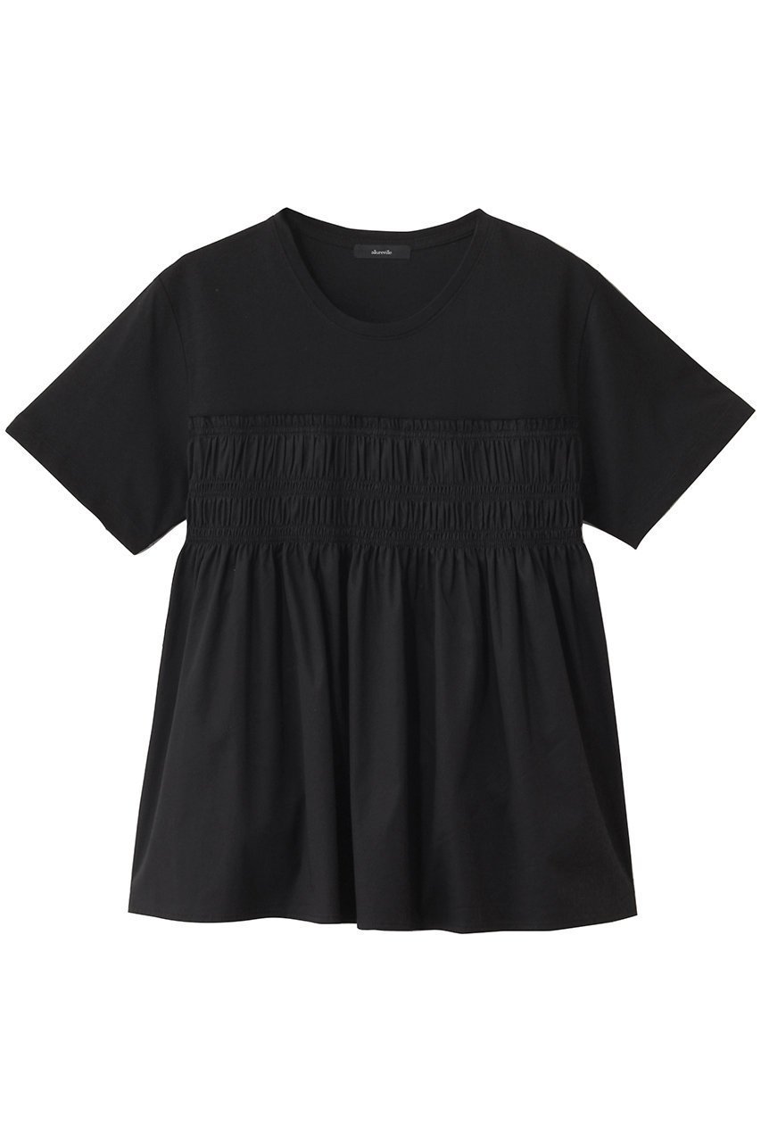 【アルアバイル/allureville】のシャーリングビスチェコンビTシャツ インテリア・キッズ・メンズ・レディースファッション・服の通販 founy(ファニー) 　ファッション　Fashion　レディースファッション　Fashion for Women　トップス・カットソー　Cut & Sew Tops　シャツ・ブラウス・オフィスカジュアル　Elegant Blouses & Button-Ups　ロングTシャツ・Tシャツ　Longline T-Shirts & Tees　カットソー・ベーシックTシャツ　Cut-and-Sewn Tops / Stretch Tees & Basics　ビスチェ　Bustiers & Corset Tops / Layered Bustier Style　シャーリング　Shirring, Ruched　ショート　Short, Short Length　スリーブ　Sleeve, Long Sleeve / Short Sleeve　トレンド　Trend, Trending Now　フレア　Flare, Flared　ブラック|ID: prp329100004918983 ipo3291000000036899132