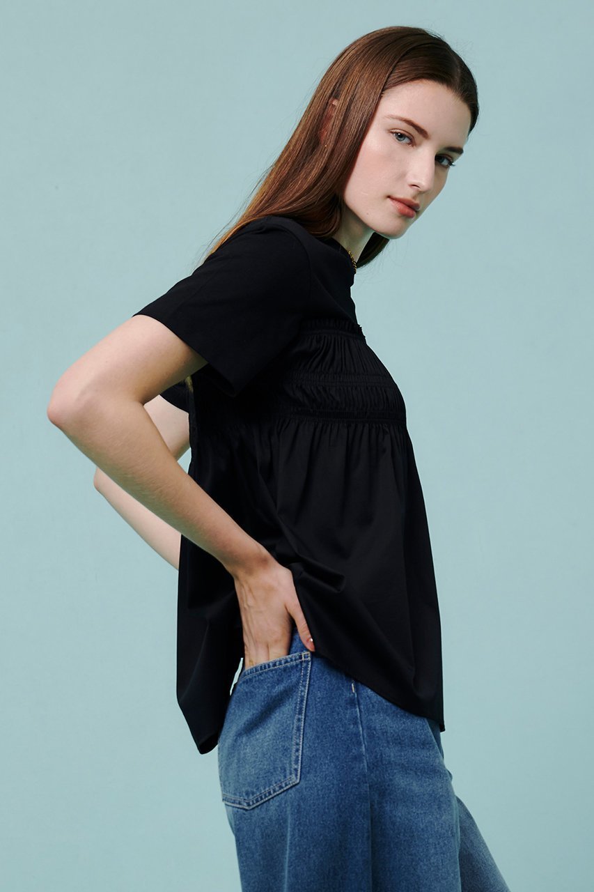 【アルアバイル/allureville】のシャーリングビスチェコンビTシャツ 人気、トレンドファッション・服の通販 founy(ファニー) 　ファッション　Fashion　レディースファッション　Fashion for Women　トップス・カットソー　Cut & Sew Tops　シャツ・ブラウス・オフィスカジュアル　Elegant Blouses & Button-Ups　ロングTシャツ・Tシャツ　Longline T-Shirts & Tees　カットソー・ベーシックTシャツ　Cut-and-Sewn Tops / Stretch Tees & Basics　ビスチェ　Bustiers & Corset Tops / Layered Bustier Style　シャーリング　Shirring, Ruched　ショート　Short, Short Length　スリーブ　Sleeve, Long Sleeve / Short Sleeve　トレンド　Trend, Trending Now　フレア　Flare, Flared　other-7|ID: prp329100004918983 ipo3291000000036899139