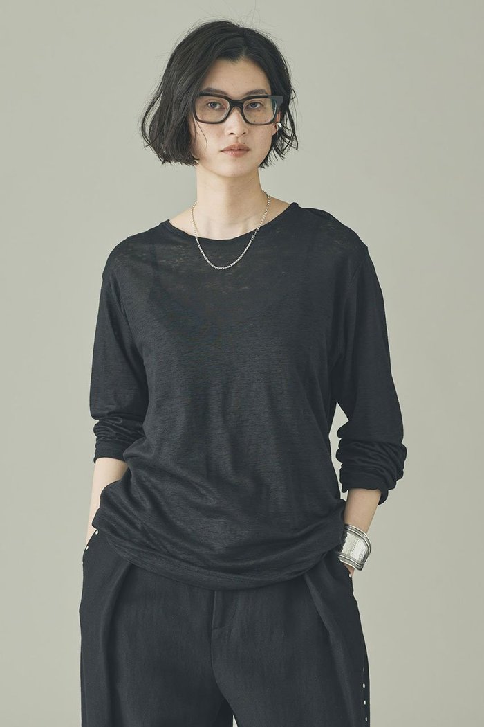 【カレンソロジー/Curensology】のシアーリネンロングスリーブTシャツ インテリア・キッズ・メンズ・レディースファッション・服の通販 founy(ファニー) https://founy.com/ ファッション Fashion レディースファッション Fashion for Women トップス・カットソー Cut & Sew Tops シャツ・ブラウス・オフィスカジュアル Elegant Blouses & Button-Ups ロングTシャツ・Tシャツ Longline T-Shirts & Tees カットソー・ベーシックTシャツ Cut-and-Sewn Tops / Stretch Tees & Basics インナー Innerwear カットソー Cut and Sewn Top シンプル Simple, Minimal スリーブ Sleeve, Long Sleeve / Short Sleeve リネン Linen, Linen Fabric ロング Long, Long-Length 夏 Summer 新作・新入荷 New Arrivals / New In |ID: prp329100004919066 ipo3291000000036900258
