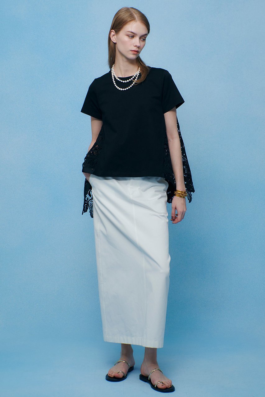 【アルアバイル/allureville】の【LOULOU WILLOUGHBY】レースドッキングロングTシャツ 人気、トレンドファッション・服の通販 founy(ファニー) 　ファッション　Fashion　レディースファッション　Fashion for Women　トップス・カットソー　Cut & Sew Tops　シャツ・ブラウス・オフィスカジュアル　Elegant Blouses & Button-Ups　ロングTシャツ・Tシャツ　Longline T-Shirts & Tees　カットソー・ベーシックTシャツ　Cut-and-Sewn Tops / Stretch Tees & Basics　ケミカル　Chemical, Chemical Wash　ショート　Short, Short Length　スカラップ　Scallop, Scalloped Edge　スリーブ　Sleeve, Long Sleeve / Short Sleeve　ドッキング　Docking, Mixed Material　レース　Lace, Lace Fabric　再入荷　Restock / Back in Stock　夏　Summer　other-8|ID: prp329100004919067 ipo3291000000036900277