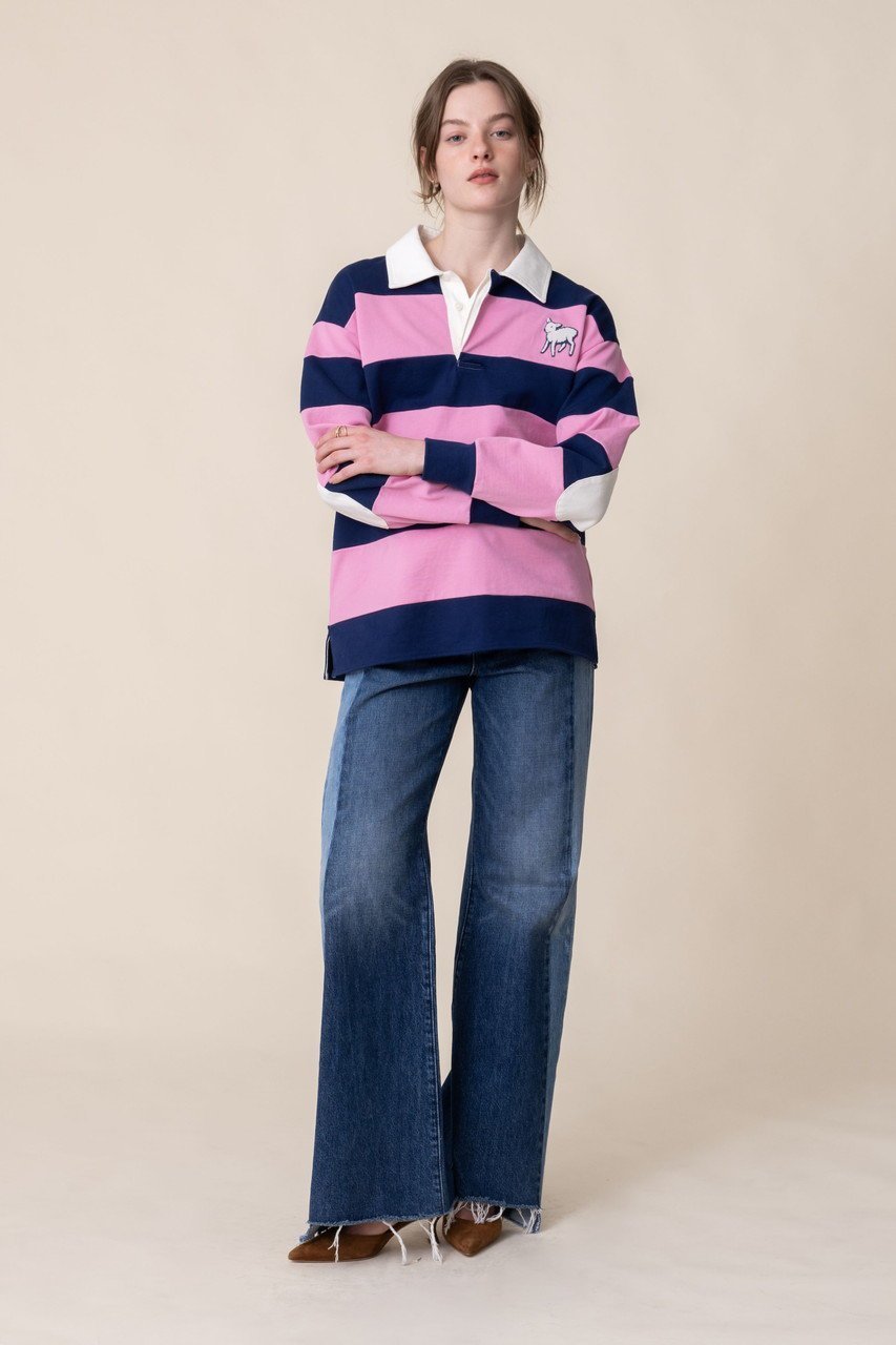 【マザー/MOTHER】のTHE PIECE HUDDLE ラムモチーフ ラガーシャツ (EBG) 人気、トレンドファッション・服の通販 founy(ファニー) 　ファッション　Fashion　レディースファッション　Fashion for Women　トップス・カットソー　Cut & Sew Tops　シャツ・ブラウス・オフィスカジュアル　Elegant Blouses & Button-Ups　ポロシャツ・きれいめカジュアル　Smart-Casual Polo Tops　スポーティ　Sporty, Casual Athletic　ボックス　Boxy, Box Shape　ポロシャツ　Polo Shirt, Collared Tee　モチーフ　Motif, Design Theme　新作・新入荷　New Arrivals / New In　other-7|ID: prp329100004919079 ipo3291000000036900378