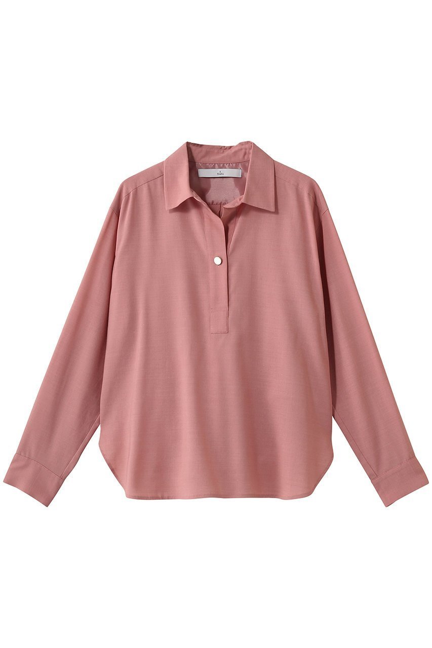 【ティアラ/Tiara】のスキッパーシャツ インテリア・キッズ・メンズ・レディースファッション・服の通販 founy(ファニー) 　ファッション　Fashion　レディースファッション　Fashion for Women　トップス・カットソー　Cut & Sew Tops　シャツ・ブラウス・オフィスカジュアル　Elegant Blouses & Button-Ups　インナー　Innerwear　ジャケット　Jacket, Outerwear　スキッパー　Skipper, Open Collar　スリット　Slit, Slit Detail　スリーブ　Sleeve, Long Sleeve / Short Sleeve　デコルテ　Décolleté, Neckline　メタル　Metal, Metal Parts　リュクス　Luxury, Elegant, High-End, Chic　ロング　Long, Long-Length　ピンク|ID: prp329100004919336 ipo3291000000036904167