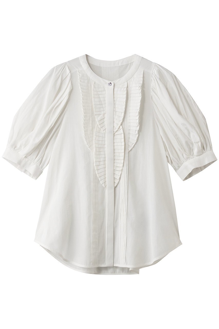 【ランバン オン ブルー/LANVIN en Bleu】のトリアセローンパフスリーブブラウス インテリア・キッズ・メンズ・レディースファッション・服の通販 founy(ファニー) 　ファッション　Fashion　レディースファッション　Fashion for Women　トップス・カットソー　Cut & Sew Tops　シャツ・ブラウス・オフィスカジュアル　Elegant Blouses & Button-Ups　ショート　Short, Short Length　スリーブ　Sleeve, Long Sleeve / Short Sleeve　デニム　Denim, Jeans Material　フリル　Frill, Ruffle　フレア　Flare, Flared　フロント　Front, Front Design　再入荷　Restock / Back in Stock　オフ|ID: prp329100004919356 ipo3291000000036904357