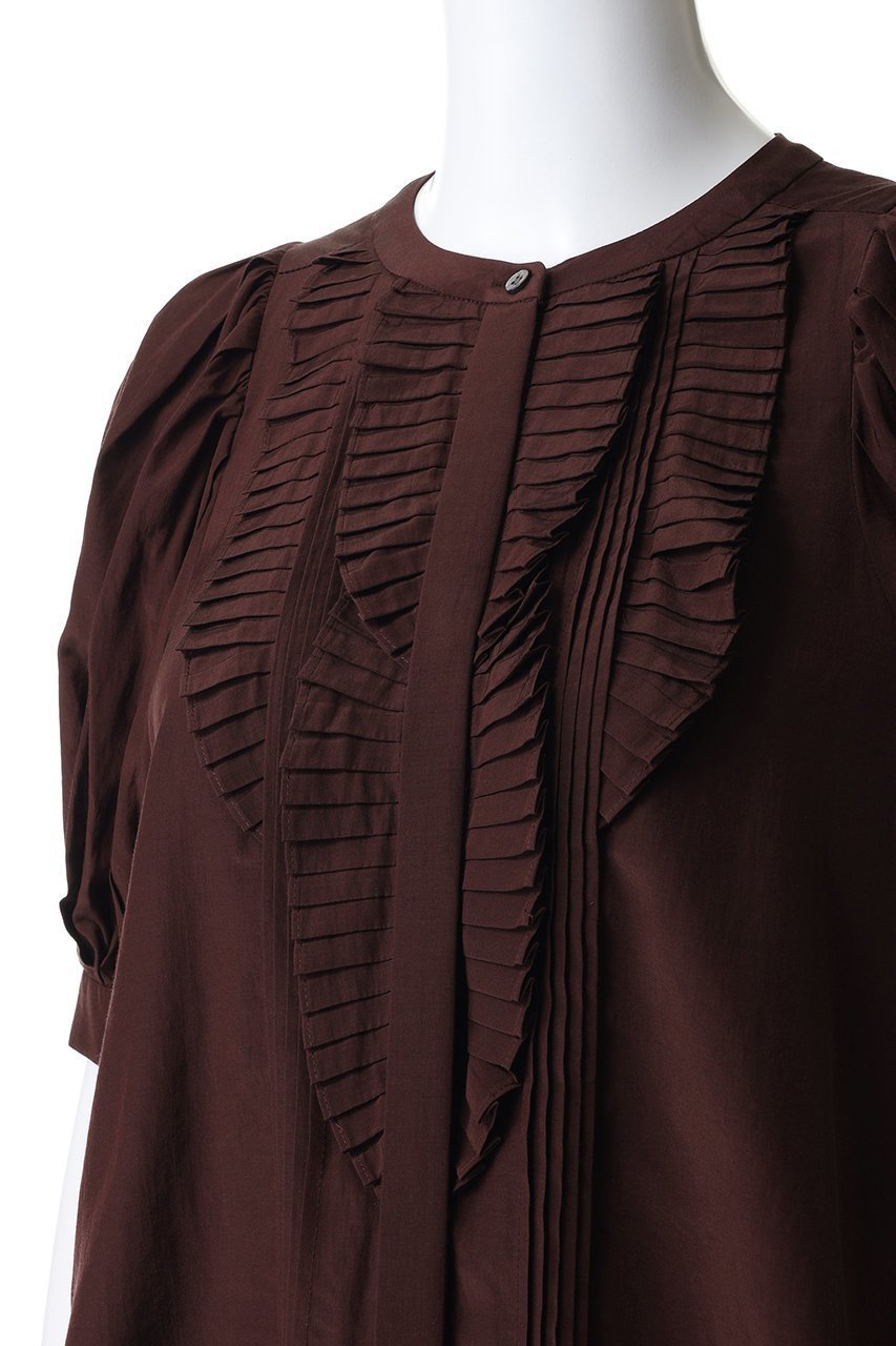 【ランバン オン ブルー/LANVIN en Bleu】のトリアセローンパフスリーブブラウス 人気、トレンドファッション・服の通販 founy(ファニー) 　ファッション　Fashion　レディースファッション　Fashion for Women　トップス・カットソー　Cut & Sew Tops　シャツ・ブラウス・オフィスカジュアル　Elegant Blouses & Button-Ups　ショート　Short, Short Length　スリーブ　Sleeve, Long Sleeve / Short Sleeve　デニム　Denim, Jeans Material　フリル　Frill, Ruffle　フレア　Flare, Flared　フロント　Front, Front Design　再入荷　Restock / Back in Stock　other-5|ID: prp329100004919356 ipo3291000000036904361