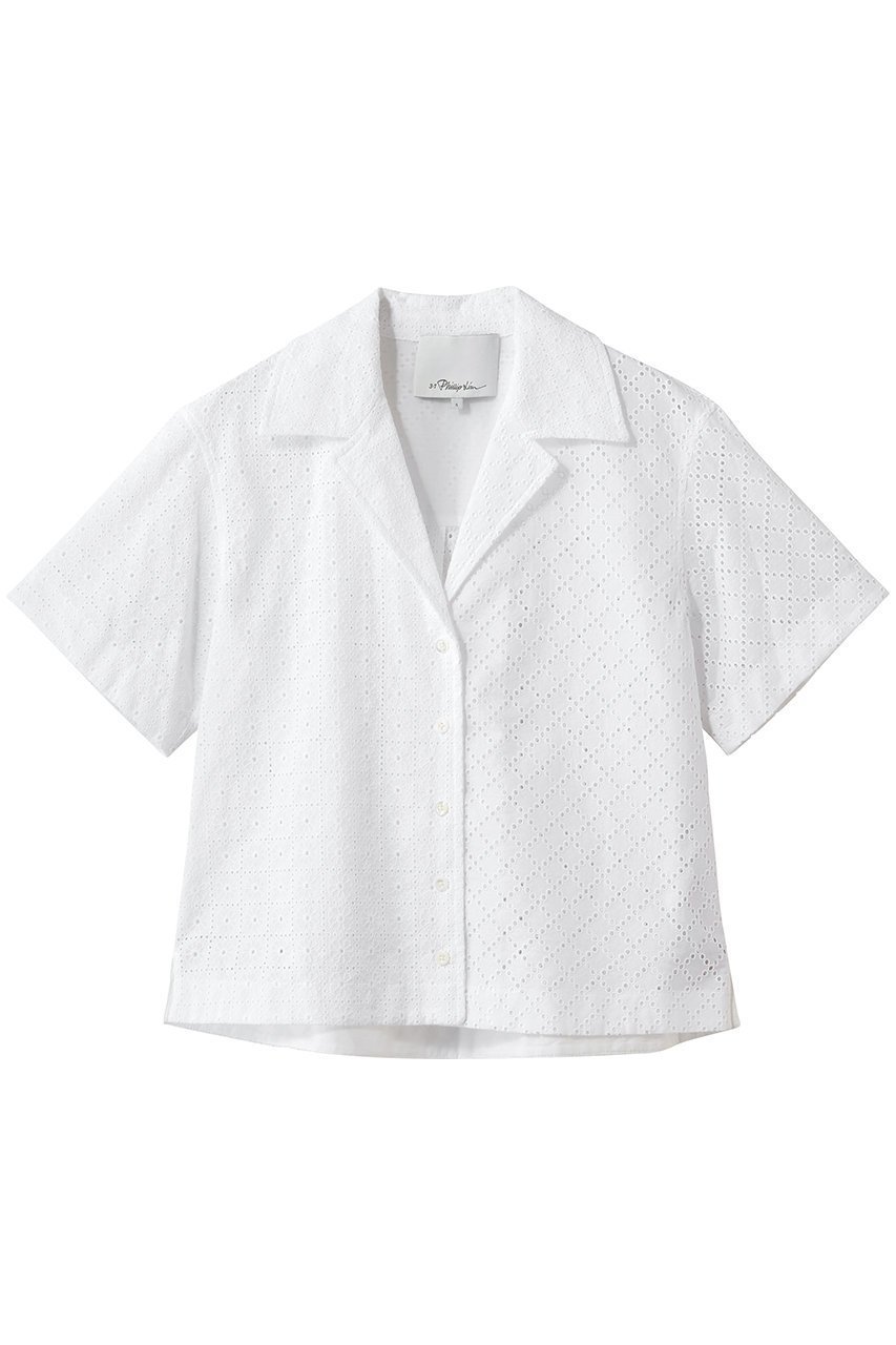 【スリーワン フィリップリム/3.1 Phillip Lim】のBROIDERIE ANGLAISE パッチワーク キャンプ シャツ インテリア・キッズ・メンズ・レディースファッション・服の通販 founy(ファニー) 　ファッション　Fashion　レディースファッション　Fashion for Women　トップス・カットソー　Cut & Sew Tops　シャツ・ブラウス・オフィスカジュアル　Elegant Blouses & Button-Ups　クール　Cool, Chic　ショート　Short, Short Length　スリーブ　Sleeve, Long Sleeve / Short Sleeve　テーラード　Tailored, Tailored Fit　バランス　Balance, Style Balance　パターン　Pattern, Design Print　パッチワーク　Patchwork, Mixed Fabric　ビーチ　Beach, Seaside　モチーフ　Motif, Design Theme　レース　Lace, Lace Fabric　ホワイト|ID: prp329100004919357 ipo3291000000036904364