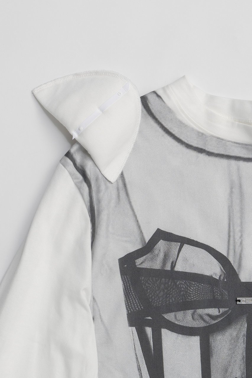 【プランク プロジェクト/PRANK PROJECT】のチュールビスチェプリントロンTEE 人気、トレンドファッション・服の通販 founy(ファニー) 　ファッション　Fashion　レディースファッション　Fashion for Women　トップス・カットソー　Cut & Sew Tops　シャツ・ブラウス・オフィスカジュアル　Elegant Blouses & Button-Ups　ロングTシャツ・Tシャツ　Longline T-Shirts & Tees　カットソー・ベーシックTシャツ　Cut-and-Sewn Tops / Stretch Tees & Basics　ビスチェ　Bustiers & Corset Tops / Layered Bustier Style　グラフィック　Graphic, Graphic Design　シンプル　Simple, Minimal　ジャケット　Jacket, Outerwear　スリーブ　Sleeve, Long Sleeve / Short Sleeve　プリント　Print, Printed Pattern　ベーシック　Basic, Essential　ミックス　Mix, Mixed Style　リアル　Real, Realistic　レース　Lace, Lace Fabric　ロング　Long, Long-Length　other-7|ID: prp329100004919368 ipo3291000000036904480