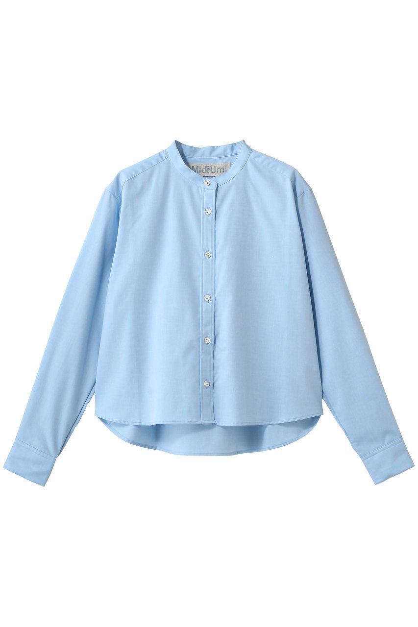 【ミディウミ/MidiUmi】のpatterned short shirt シャツ インテリア・キッズ・メンズ・レディースファッション・服の通販 founy(ファニー) 　ファッション　Fashion　レディースファッション　Fashion for Women　トップス・カットソー　Cut & Sew Tops　シャツ・ブラウス・オフィスカジュアル　Elegant Blouses & Button-Ups　ロングTシャツ・Tシャツ　Longline T-Shirts & Tees　ショート　Short, Short Length　シンプル　Simple, Minimal　ストライプ　Stripe, Striped Pattern　スリーブ　Sleeve, Long Sleeve / Short Sleeve　バランス　Balance, Style Balance　ブロード　Broadcloth, Fine Cotton　ロング　Long, Long-Length　blueA|ID: prp329100004919424 ipo3291000000036905208