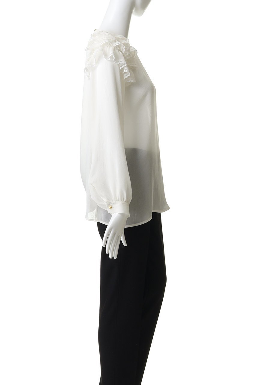 【ジェイドット/j.】のシアージョーゼット ショルダーフリルブラウス 人気、トレンドファッション・服の通販 founy(ファニー) 　ファッション　Fashion　レディースファッション　Fashion for Women　トップス・カットソー　Cut & Sew Tops　シャツ・ブラウス・オフィスカジュアル　Elegant Blouses & Button-Ups　エアリー　Airy Texture　カフス　Cuff Design　ギャザー　Gathered, Ruffled　シアー　Sheer, See-Through　ジョーゼット　Georgette, Semi-Sheer Fabric　スリーブ　Sleeve, Long Sleeve / Short Sleeve　デニム　Denim, Jeans Material　パーティ　Party, Party Style　フェミニン　Feminine, Girly　レース　Lace, Lace Fabric　ロング　Long, Long-Length　新作・新入荷　New Arrivals / New In　other-3|ID: prp329100004919431 ipo3291000000036905297