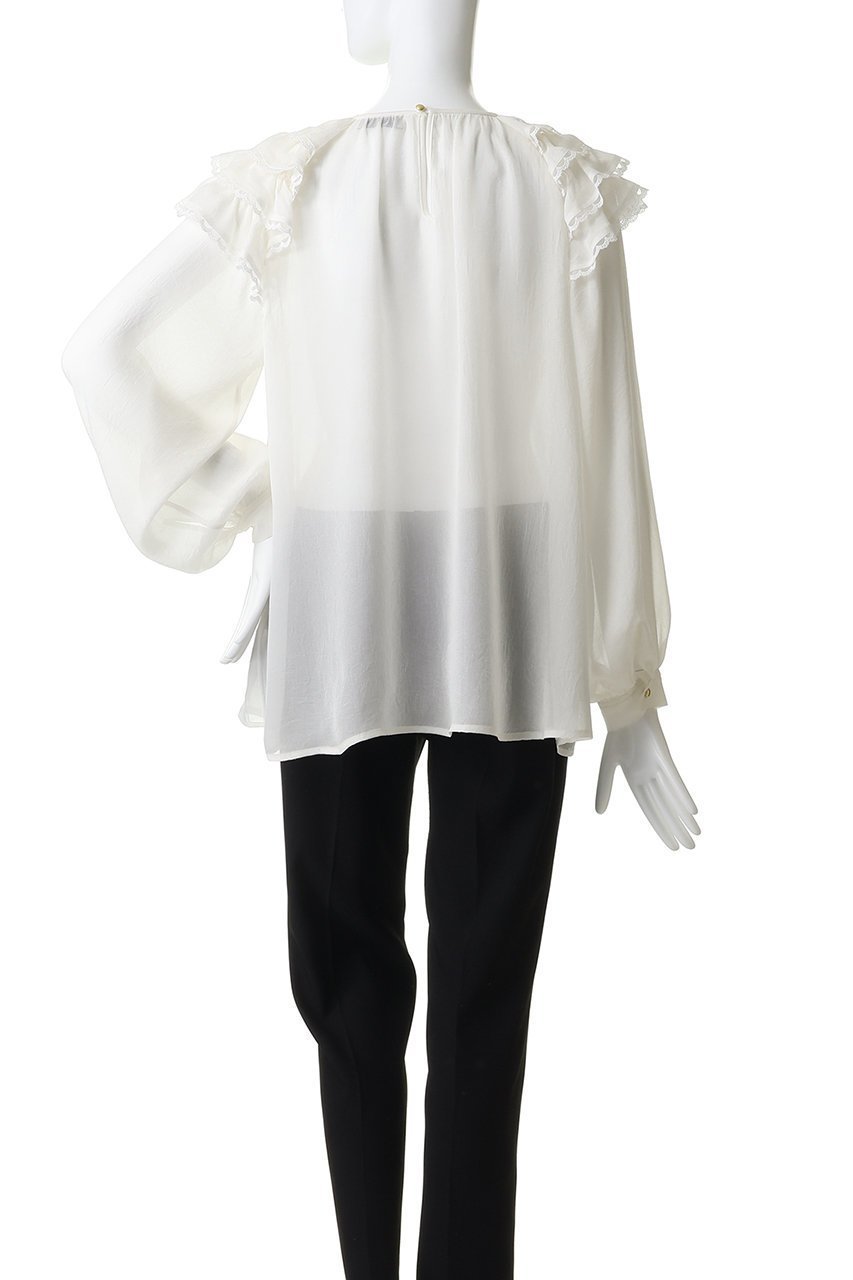 【ジェイドット/j.】のシアージョーゼット ショルダーフリルブラウス 人気、トレンドファッション・服の通販 founy(ファニー) 　ファッション　Fashion　レディースファッション　Fashion for Women　トップス・カットソー　Cut & Sew Tops　シャツ・ブラウス・オフィスカジュアル　Elegant Blouses & Button-Ups　エアリー　Airy Texture　カフス　Cuff Design　ギャザー　Gathered, Ruffled　シアー　Sheer, See-Through　ジョーゼット　Georgette, Semi-Sheer Fabric　スリーブ　Sleeve, Long Sleeve / Short Sleeve　デニム　Denim, Jeans Material　パーティ　Party, Party Style　フェミニン　Feminine, Girly　レース　Lace, Lace Fabric　ロング　Long, Long-Length　新作・新入荷　New Arrivals / New In　other-4|ID: prp329100004919431 ipo3291000000036905298