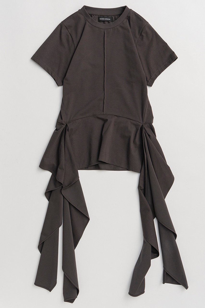 【メゾンスペシャル/MAISON SPECIAL】のRuffle Hem T-Shirt/ラッフルヘムTシャツ インテリア・キッズ・メンズ・レディースファッション・服の通販 founy(ファニー) 　ファッション　Fashion　レディースファッション　Fashion for Women　トップス・カットソー　Cut & Sew Tops　シャツ・ブラウス・オフィスカジュアル　Elegant Blouses & Button-Ups　ロングTシャツ・Tシャツ　Longline T-Shirts & Tees　カットソー・ベーシックTシャツ　Cut-and-Sewn Tops / Stretch Tees & Basics　なめらか　Smooth, Silky Texture　カットソー　Cut and Sewn Top　ショート　Short, Short Length　シンプル　Simple, Minimal　スラックス　Slacks, Dress Pants　スリーブ　Sleeve, Long Sleeve / Short Sleeve　デニム　Denim, Jeans Material　ハーフ　Half, Half-Length　ラッフル　Ruffle, Frill　新作・新入荷　New Arrivals / New In　C.GRY(チャコールグレー)|ID: prp329100004919470 ipo3291000000036905772