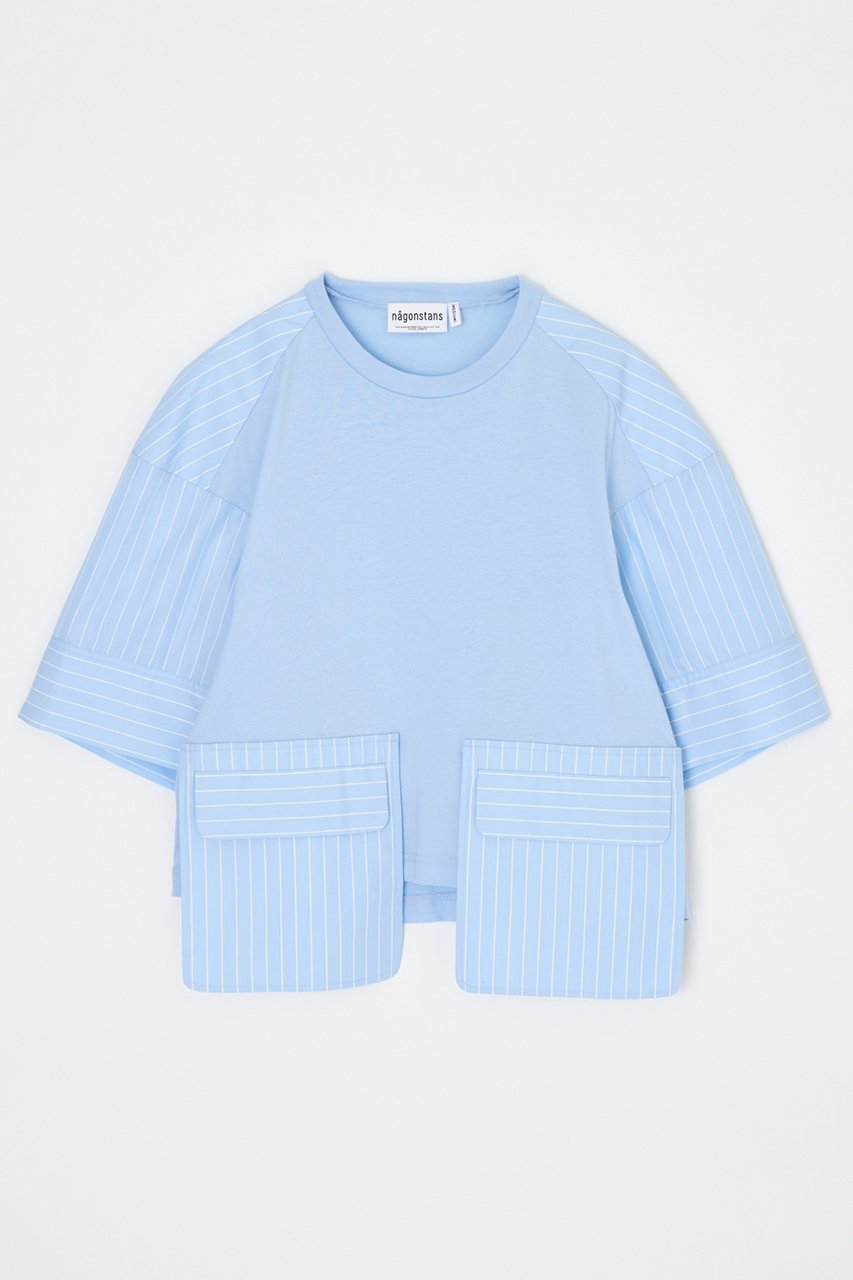 【ナゴンスタンス/nagonstans】の【4/15 12:00販売開始】woven combi t-shirt インテリア・キッズ・メンズ・レディースファッション・服の通販 founy(ファニー) 　ファッション　Fashion　レディースファッション　Fashion for Women　トップス・カットソー　Cut & Sew Tops　シャツ・ブラウス・オフィスカジュアル　Elegant Blouses & Button-Ups　ロングTシャツ・Tシャツ　Longline T-Shirts & Tees　カットソー・ベーシックTシャツ　Cut-and-Sewn Tops / Stretch Tees & Basics　コンパクト　Compact, Small Size　コンビ　Combo, Combination Style　ショート　Short, Short Length　スリーブ　Sleeve, Long Sleeve / Short Sleeve　バランス　Balance, Style Balance　ベーシック　Basic, Essential　ポケット　Pocket, Pocket Detail　新作・新入荷　New Arrivals / New In　Water|ID: prp329100004919474 ipo3291000000036905813