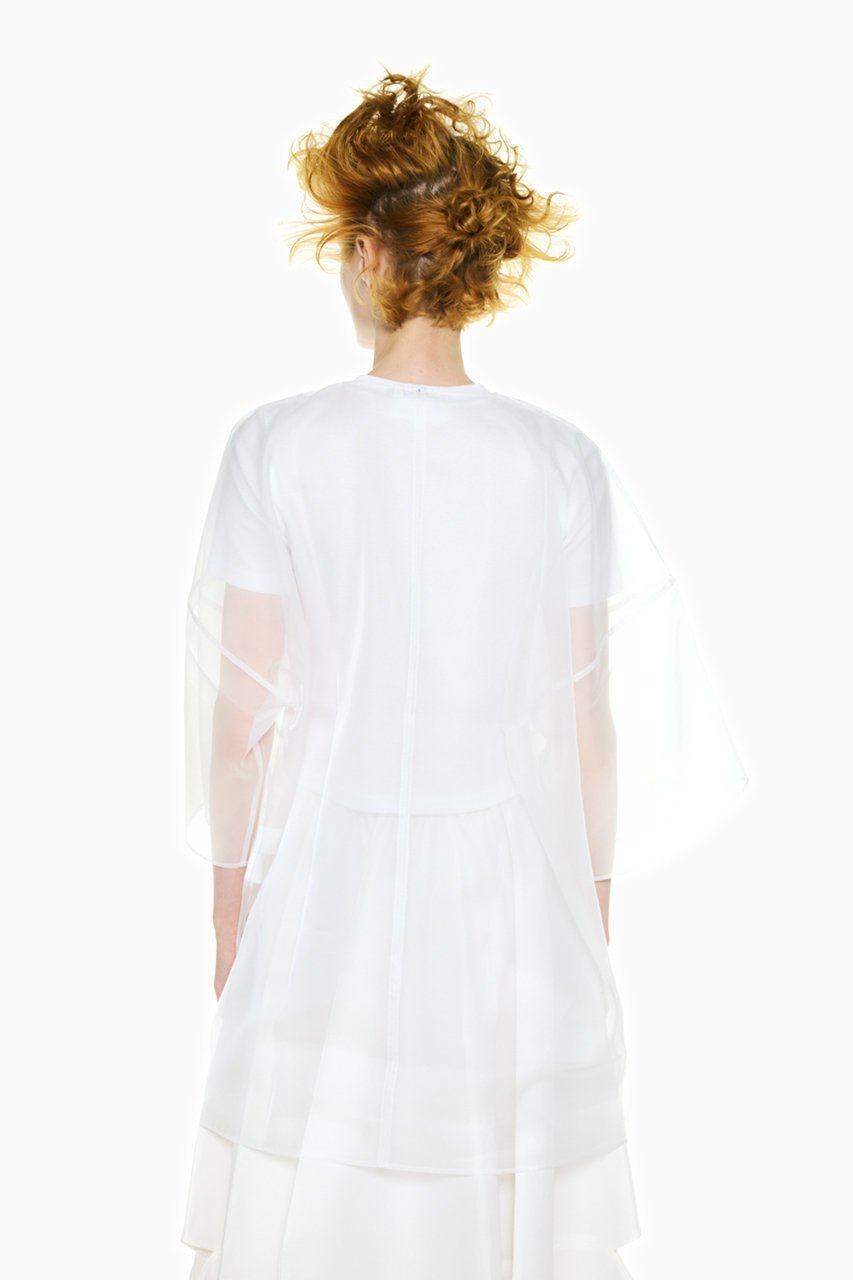 【エンフォルド/ENFOLD】の【4/15 12:00販売開始】SHEER LAYERED T-SHIRT 人気、トレンドファッション・服の通販 founy(ファニー) 　ファッション　Fashion　レディースファッション　Fashion for Women　トップス・カットソー　Cut & Sew Tops　シャツ・ブラウス・オフィスカジュアル　Elegant Blouses & Button-Ups　ロングTシャツ・Tシャツ　Longline T-Shirts & Tees　カットソー・ベーシックTシャツ　Cut-and-Sewn Tops / Stretch Tees & Basics　オーガンジー　Organza Fabric　クロップド　Cropped, Short Length　コンパクト　Compact, Small Size　シアー　Sheer, See-Through　シフォン　Chiffon, Lightweight Fabric　ショート　Short, Short Length　スリーブ　Sleeve, Long Sleeve / Short Sleeve　バランス　Balance, Style Balance　エレガント 上品　Elegant　夏　Summer　新作・新入荷　New Arrivals / New In　春　Spring　S/S・春夏　SS, Spring/Summer, Warm Season　other-7|ID: prp329100004919478 ipo3291000000036905836