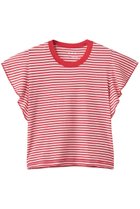 【スリー ドッツ/three dots】の80ストレッチコットン ラッフルタンク レッドストライプ|ID: prp329100004919483 ipo3291000000036905870