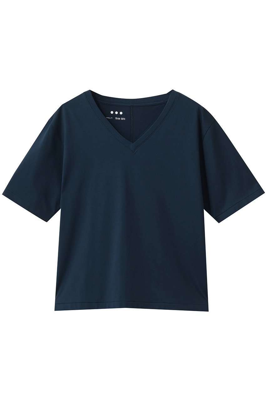 【スリー ドッツ/three dots】のスビン28ジャージー VネックTシャツ インテリア・キッズ・メンズ・レディースファッション・服の通販 founy(ファニー) ファッション Fashion レディースファッション Fashion for Women トップス・カットソー Cut & Sew Tops シャツ・ブラウス・オフィスカジュアル Elegant Blouses & Button-Ups ロングTシャツ・Tシャツ Longline T-Shirts & Tees カットソー・ベーシックTシャツ Cut-and-Sewn Tops / Stretch Tees & Basics Vネックトップス V-Neck Tops / V-Cut Neckline Shirts ショート Short, Short Length シンプル Simple, Minimal ストレッチ Stretch, Stretchy Fabric スリーブ Sleeve, Long Sleeve / Short Sleeve 新作・新入荷 New Arrivals / New In ミッドナイトブルー|ID: prp329100004919485 ipo3291000000036905891
