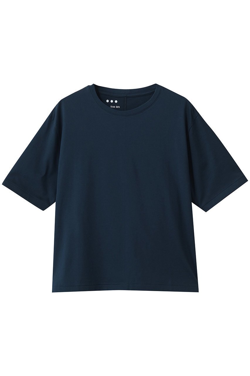 【スリー ドッツ/three dots】のスビン28ジャージー クルーネックTシャツ インテリア・キッズ・メンズ・レディースファッション・服の通販 founy(ファニー) 　ファッション　Fashion　レディースファッション　Fashion for Women　トップス・カットソー　Cut & Sew Tops　シャツ・ブラウス・オフィスカジュアル　Elegant Blouses & Button-Ups　ロングTシャツ・Tシャツ　Longline T-Shirts & Tees　カットソー・ベーシックTシャツ　Cut-and-Sewn Tops / Stretch Tees & Basics　ショート　Short, Short Length　シンプル　Simple, Minimal　ストレッチ　Stretch, Stretchy Fabric　スラックス　Slacks, Dress Pants　スリーブ　Sleeve, Long Sleeve / Short Sleeve　ダウン　Down, Puffer　デニム　Denim, Jeans Material　新作・新入荷　New Arrivals / New In　ミッドナイトブルー|ID: prp329100004919486 ipo3291000000036905899