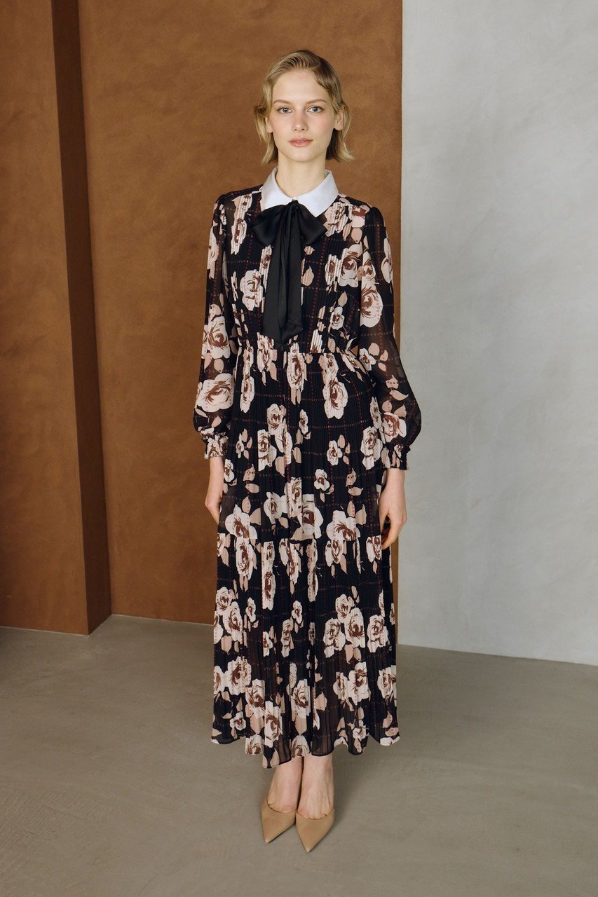 【コルコバード/CORCOVADO】の白襟シフォンボウタイドレス 人気、トレンドファッション・服の通販 founy(ファニー) 　ファッション　Fashion　レディースファッション　Fashion for Women　ワンピース　Dresses　フォーマル・パーティードレス・結婚式用ドレス　Elegant & Casual Dresses　チュニック　Tunic Tops & Dresses　シフォン　Chiffon, Lightweight Fabric　チュニック　Tunic, Long Top　ドレス　Dress, One-Piece　フラワー　Flower, Floral　リボン　Ribbon, Bow　other-7|ID: prp329100004919511 ipo3291000000036906352