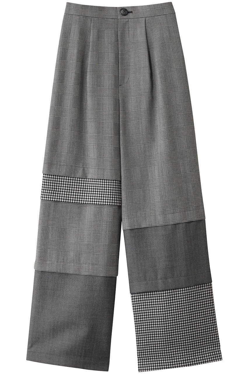 【エンフォルド/ENFOLD】のモノトーンチェック Mix ワイド PT/パンツ インテリア・キッズ・メンズ・レディースファッション・服の通販 founy(ファニー) 　ファッション　Fashion　レディースファッション　Fashion for Women　パンツ　Pants & Trousers　シンプル　Simple, Minimal　ストレート　Straight, Straight Cut　チェック　Check, Plaid, Tartan　ミックス　Mix, Mixed Style　モノトーン　Monotone, Black and White　ワイド　Wide, Wide Fit　ブラック|ID: prp329100004919556 ipo3291000000036907659