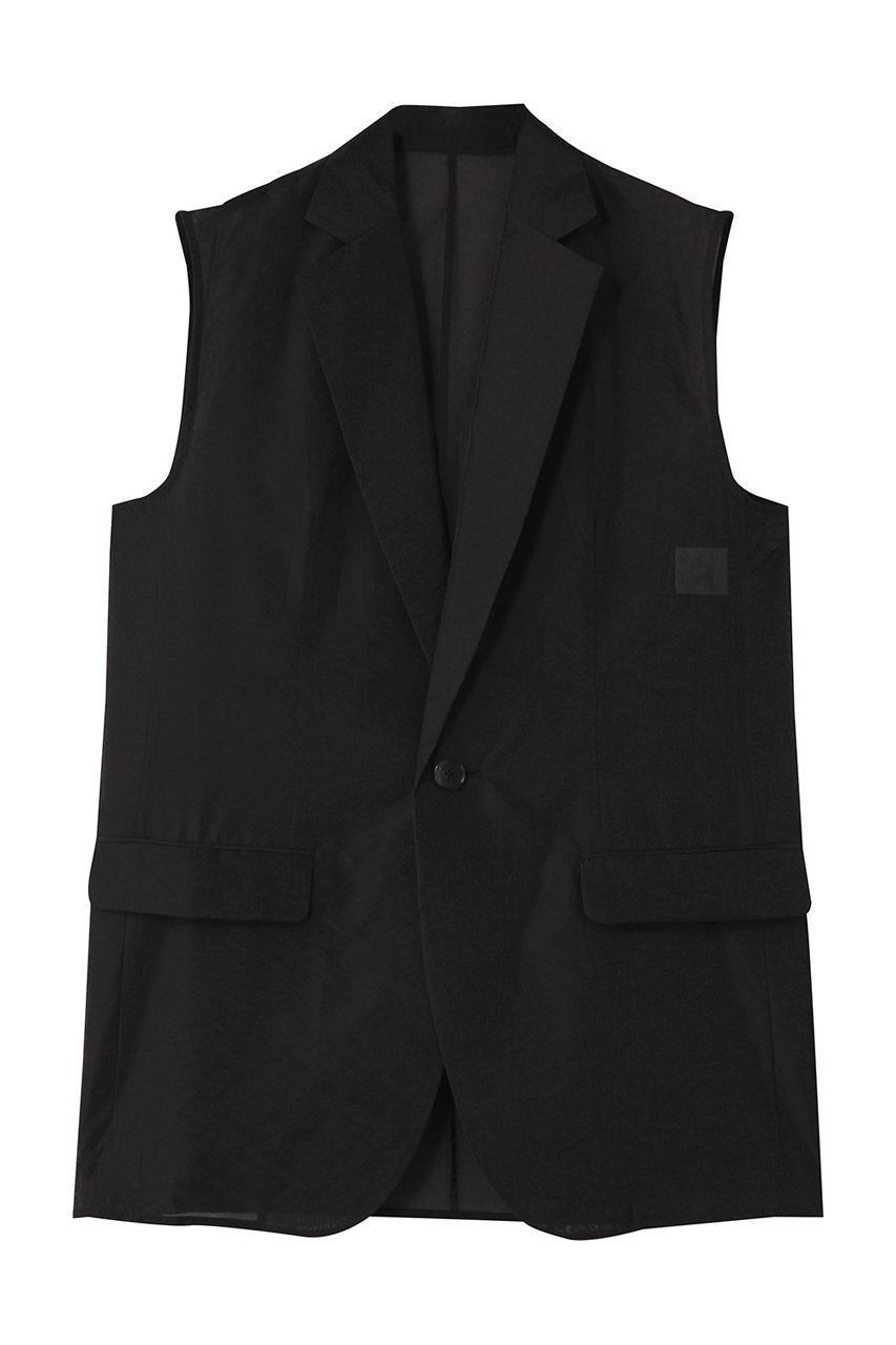 【アンクレイヴ/uncrave】のシアーオーガンジー テーラードジレ インテリア・キッズ・メンズ・レディースファッション・服の通販 founy(ファニー) 　ファッション　Fashion　レディースファッション　Fashion for Women　アウター　Coat / Outerwear Collection　レディースジャケット・軽アウター　Jackets　エアリー　Airy Texture　シアー　Sheer, See-Through　シンプル　Simple, Minimal　ジャケット　Jacket, Outerwear　ブライト　Bright, Shiny　ベスト　Vest, Waistcoat　エレガント 上品　Elegant　ブラック|ID: prp329100004919568 ipo3291000000036907965
