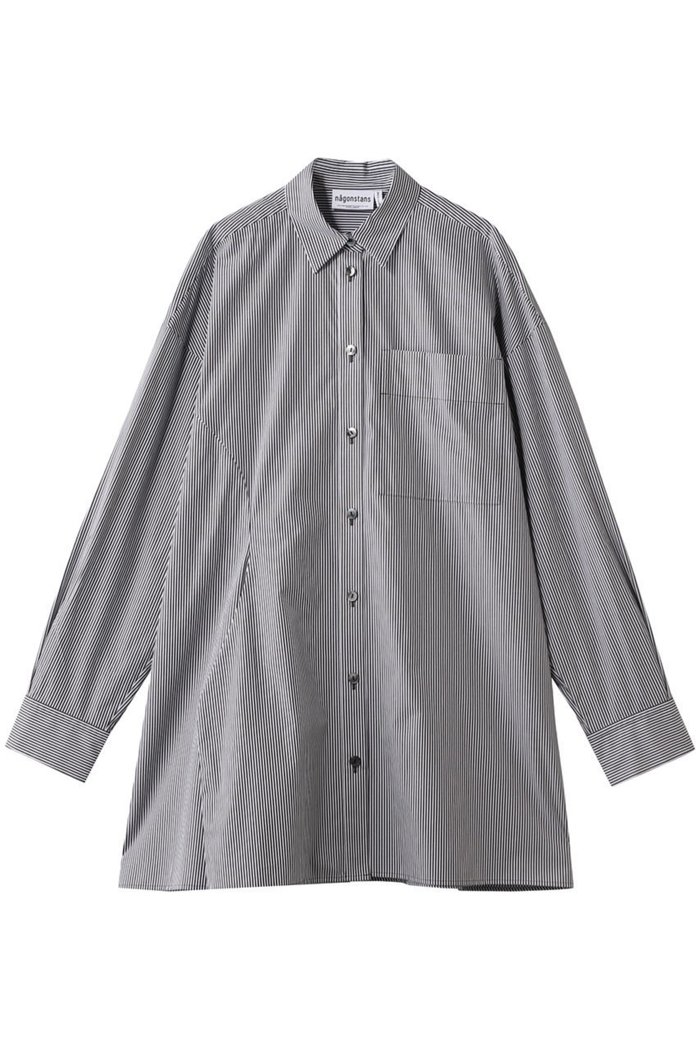 【ナゴンスタンス/nagonstans】のover flare shirt インテリア・キッズ・メンズ・レディースファッション・服の通販 founy(ファニー) https://founy.com/ ファッション Fashion レディースファッション Fashion for Women トップス・カットソー Cut & Sew Tops シャツ・ブラウス・オフィスカジュアル Elegant Blouses & Button-Ups アシンメトリー Asymmetrical Style ストライプ Stripe, Striped Pattern スリーブ Sleeve, Long Sleeve / Short Sleeve タイプライター Typewriter Fabric, Crisp Cotton フォルム Silhouette, Form フレア Flare, Flared ロング Long, Long-Length |ID: prp329100004919617 ipo3291000000036908760