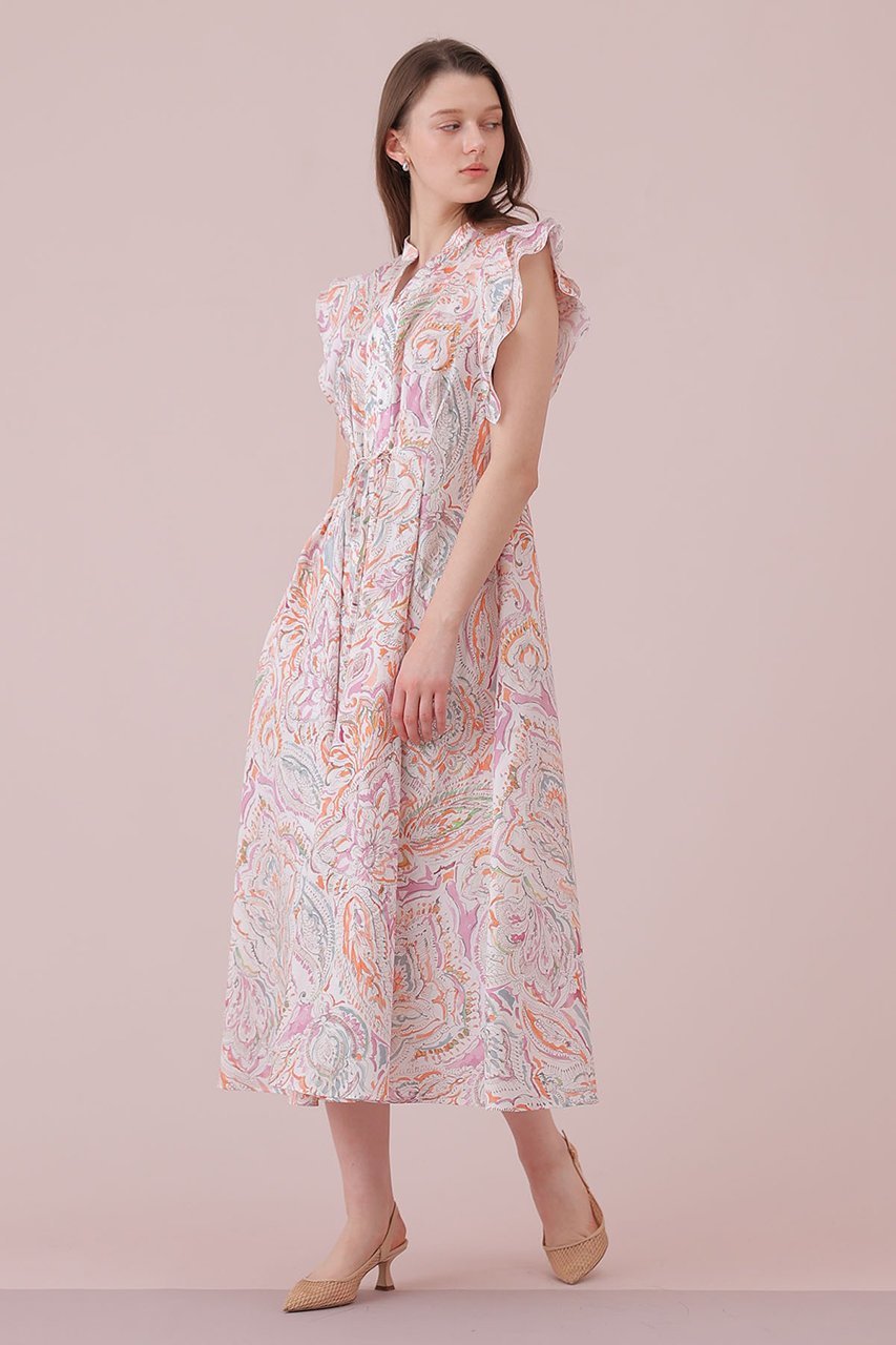 【アナイ/ANAYI】のペイントペイズリープリントフレア ワンピース 人気、トレンドファッション・服の通販 founy(ファニー) 　ファッション　Fashion　レディースファッション　Fashion for Women　ワンピース　Dresses　チュニック　Tunic Tops & Dresses　チャーム　Charm, Pendant　チュニック　Tunic, Long Top　フィット　Fit, Slim Fit　フレア　Flare, Flared　プリント　Print, Printed Pattern　ペイズリー　Paisley, Ethnic Pattern　メタル　Metal, Metal Parts　リボン　Ribbon, Bow　ロング　Long, Long-Length　other-5|ID: prp329100004919618 ipo3291000000036908803