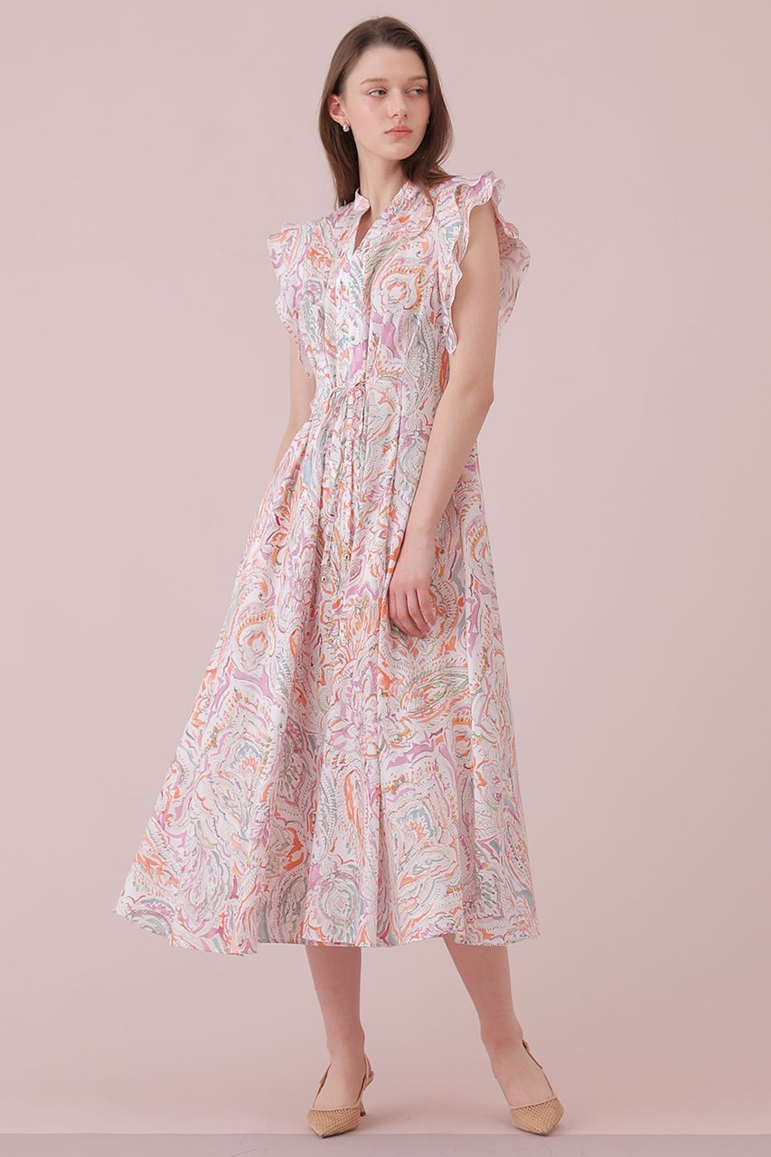 【アナイ/ANAYI】のペイントペイズリープリントフレア ワンピース 人気、トレンドファッション・服の通販 founy(ファニー) 　ファッション　Fashion　レディースファッション　Fashion for Women　ワンピース　Dresses　チュニック　Tunic Tops & Dresses　チャーム　Charm, Pendant　チュニック　Tunic, Long Top　フィット　Fit, Slim Fit　フレア　Flare, Flared　プリント　Print, Printed Pattern　ペイズリー　Paisley, Ethnic Pattern　メタル　Metal, Metal Parts　リボン　Ribbon, Bow　ロング　Long, Long-Length　other-6|ID: prp329100004919618 ipo3291000000036908804