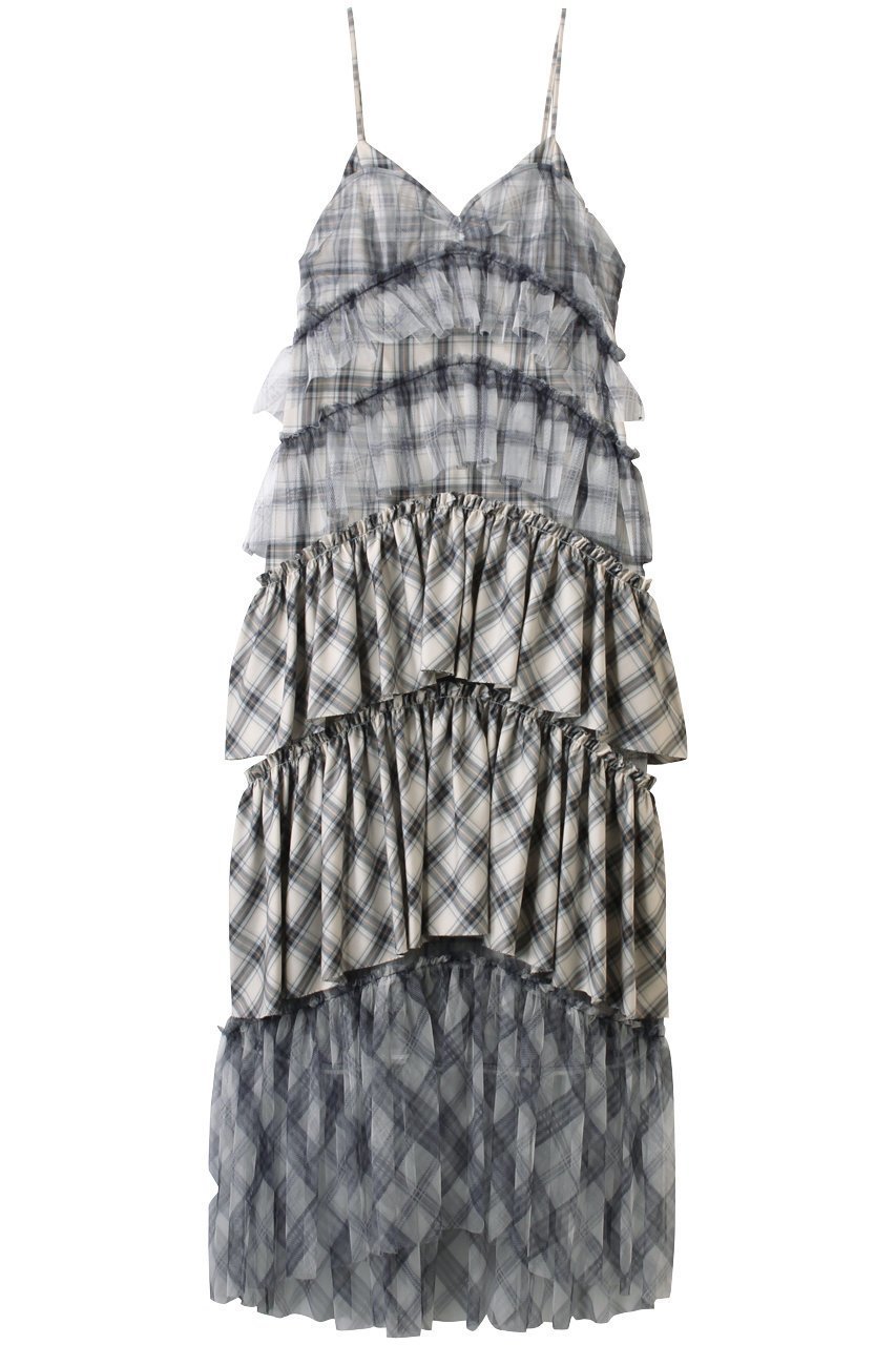 【メゾンスペシャル/MAISON SPECIAL】のPlaid Tiered Dress/チェックティアードワンピース インテリア・キッズ・メンズ・レディースファッション・服の通販 founy(ファニー) 　ファッション　Fashion　レディースファッション　Fashion for Women　ワンピース　Dresses　フォーマル・パーティードレス・結婚式用ドレス　Elegant & Casual Dresses　チュニック　Tunic Tops & Dresses　チェック　Check, Plaid, Tartan　チュニック　Tunic, Long Top　チュール　Tulip, Tulip Motif　リゾート　Resort, Vacation Style　ロマンティック　Romantic, Feminine Style　ロング　Long, Long-Length　BLU(ブルー)|ID: prp329100004921393 ipo3291000000036922980