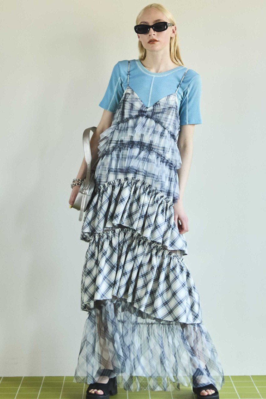【メゾンスペシャル/MAISON SPECIAL】のPlaid Tiered Dress/チェックティアードワンピース 人気、トレンドファッション・服の通販 founy(ファニー) 　ファッション　Fashion　レディースファッション　Fashion for Women　ワンピース　Dresses　フォーマル・パーティードレス・結婚式用ドレス　Elegant & Casual Dresses　チュニック　Tunic Tops & Dresses　チェック　Check, Plaid, Tartan　チュニック　Tunic, Long Top　チュール　Tulip, Tulip Motif　リゾート　Resort, Vacation Style　ロマンティック　Romantic, Feminine Style　ロング　Long, Long-Length　other-6|ID: prp329100004921393 ipo3291000000036922990