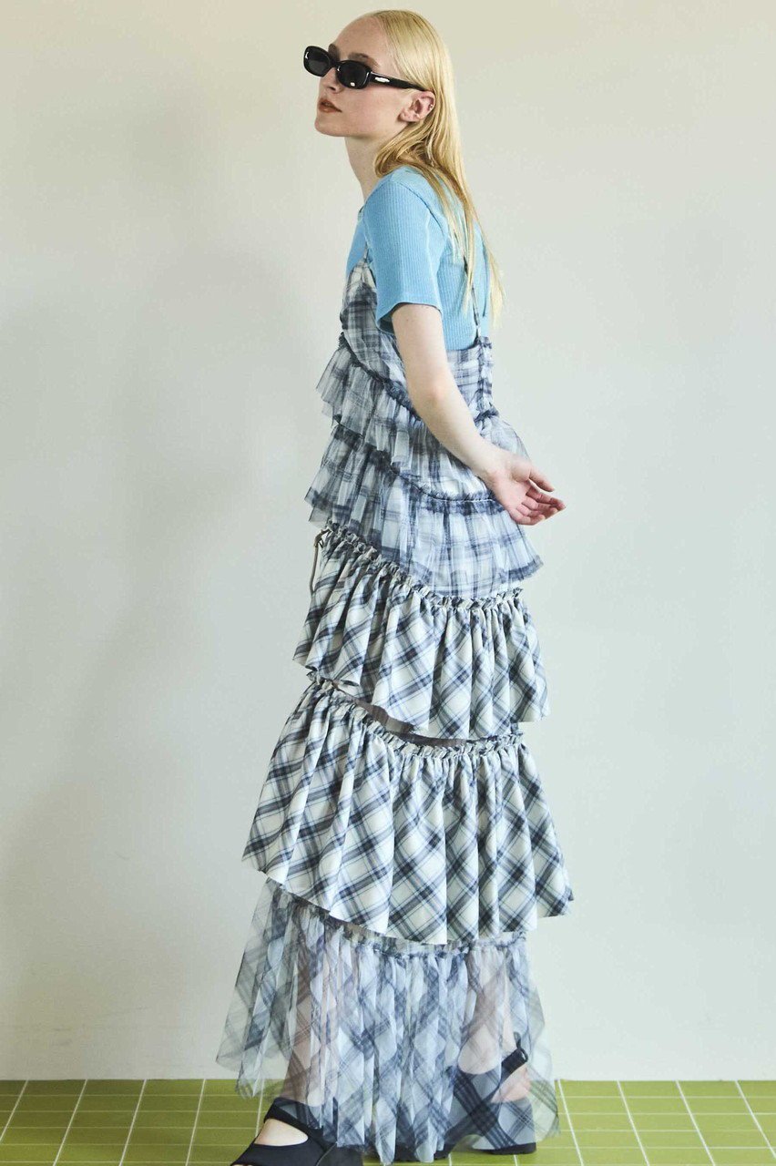 【メゾンスペシャル/MAISON SPECIAL】のPlaid Tiered Dress/チェックティアードワンピース 人気、トレンドファッション・服の通販 founy(ファニー) 　ファッション　Fashion　レディースファッション　Fashion for Women　ワンピース　Dresses　フォーマル・パーティードレス・結婚式用ドレス　Elegant & Casual Dresses　チュニック　Tunic Tops & Dresses　チェック　Check, Plaid, Tartan　チュニック　Tunic, Long Top　チュール　Tulip, Tulip Motif　リゾート　Resort, Vacation Style　ロマンティック　Romantic, Feminine Style　ロング　Long, Long-Length　other-8|ID: prp329100004921393 ipo3291000000036922994