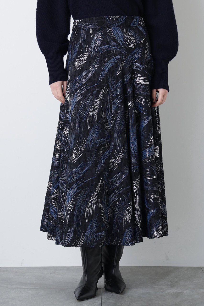 【ヒューエルミュージアム/hueLe Museum】の【hLM】シアージャガードスカート 人気、トレンドファッション・服の通販 founy(ファニー) 　ファッション　Fashion　レディースファッション　Fashion for Women　スカート　Skirts　ロングスカート　Long Skirts / Maxi & Midi Skirts　エレガント 上品　Elegant　シアー　Sheer, See-Through　シルク　Silk, 100% Silk　ジャカード／ジャガード　Jacquard, Woven Pattern　フェミニン　Feminine, Girly　フレア　Flare, Flared　プリント　Print, Printed Pattern　モダン　Modern, Contemporary　ロング　Long, Long-Length　ヴィンテージ　Vintage Style　other-3|ID: prp329100004921476 ipo3291000000036923898