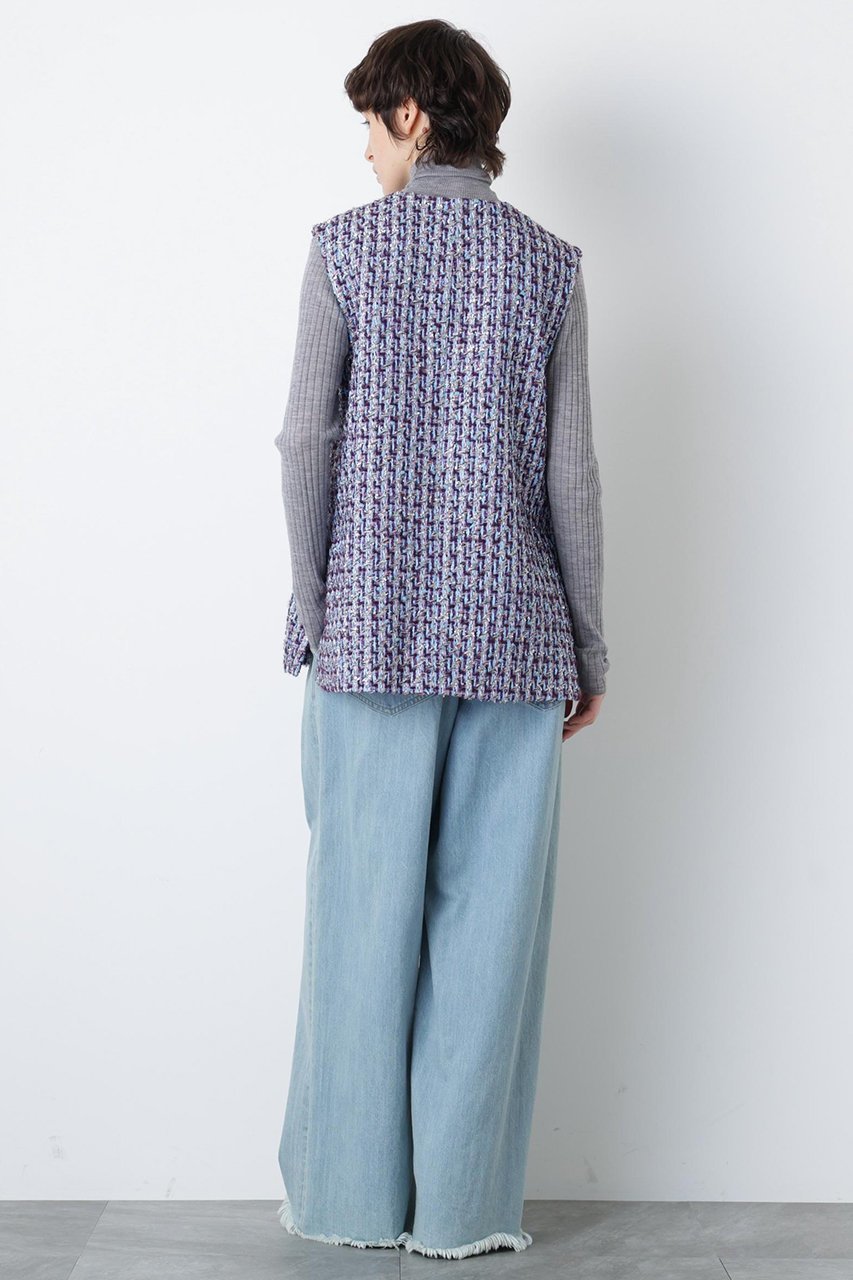 【ヒューエルミュージアム/hueLe Museum】の【STUMBLY】Linton No Collar Gilet 人気、トレンドファッション・服の通販 founy(ファニー) 　ファッション　Fashion　レディースファッション　Fashion for Women　アウター　Coat / Outerwear Collection　レディースジャケット・軽アウター　Jackets　クラシック　Classic, Timeless Style　ジャケット　Jacket, Outerwear　スリット　Slit, Slit Detail　ツイード　Twill, Twill Weave　フロント　Front, Front Design　ポケット　Pocket, Pocket Detail　モダン　Modern, Contemporary　other-5|ID: prp329100004921482 ipo3291000000036923960