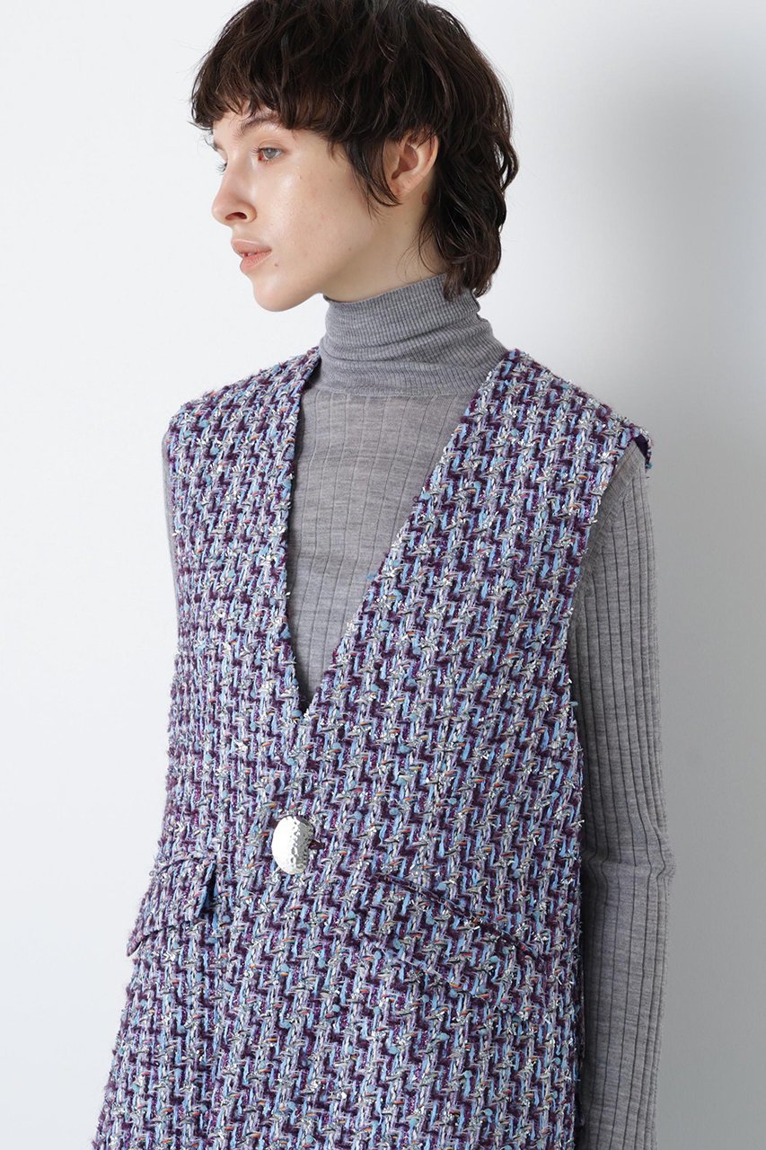 【ヒューエルミュージアム/hueLe Museum】の【STUMBLY】Linton No Collar Gilet 人気、トレンドファッション・服の通販 founy(ファニー) 　ファッション　Fashion　レディースファッション　Fashion for Women　アウター　Coat / Outerwear Collection　レディースジャケット・軽アウター　Jackets　クラシック　Classic, Timeless Style　ジャケット　Jacket, Outerwear　スリット　Slit, Slit Detail　ツイード　Twill, Twill Weave　フロント　Front, Front Design　ポケット　Pocket, Pocket Detail　モダン　Modern, Contemporary　other-6|ID: prp329100004921482 ipo3291000000036923961