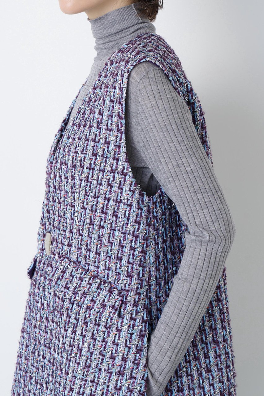 【ヒューエルミュージアム/hueLe Museum】の【STUMBLY】Linton No Collar Gilet 人気、トレンドファッション・服の通販 founy(ファニー) 　ファッション　Fashion　レディースファッション　Fashion for Women　アウター　Coat / Outerwear Collection　レディースジャケット・軽アウター　Jackets　クラシック　Classic, Timeless Style　ジャケット　Jacket, Outerwear　スリット　Slit, Slit Detail　ツイード　Twill, Twill Weave　フロント　Front, Front Design　ポケット　Pocket, Pocket Detail　モダン　Modern, Contemporary　other-7|ID: prp329100004921482 ipo3291000000036923964