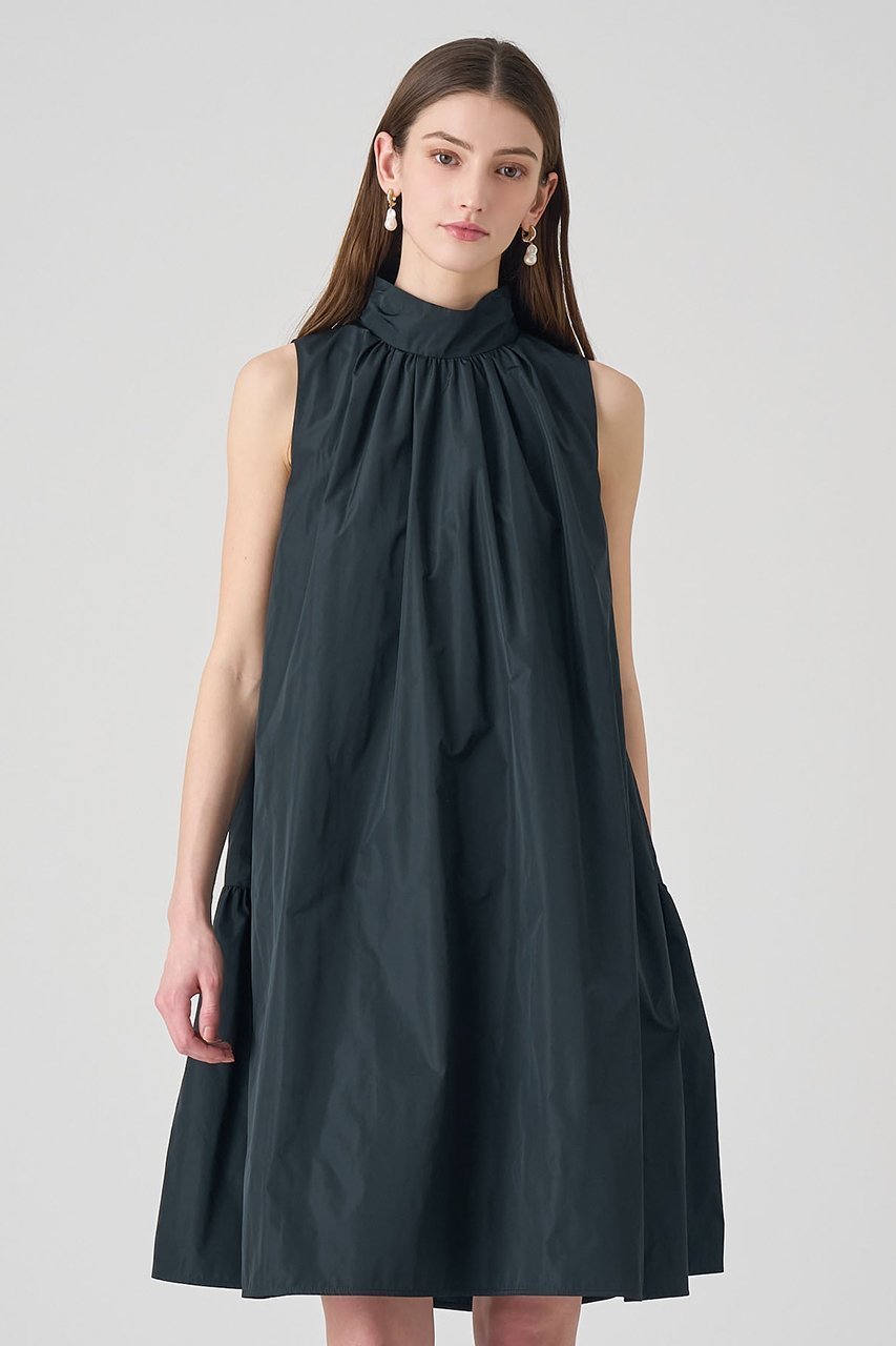 【アナイ/ANAYI】のタフタハイネックAラインワンピース 人気、トレンドファッション・服の通販 founy(ファニー) 　ファッション　Fashion　レディースファッション　Fashion for Women　ワンピース　Dresses　チュニック　Tunic Tops & Dresses　Aラインワンピース・フレアシルエット　A-Line Dresses / Flared Silhouette Dresses　カーディガン　Cardigan, Knitwear　ギャザー　Gathered, Ruffled　ジャケット　Jacket, Outerwear　タフタ　Taffeta, Structured Fabric　チュニック　Tunic, Long Top　ティアード　Tiered, Tiered Style　ノースリーブ　Sleeveless, No-Sleeve　ハイネック　High Neck, Mock Neck　バランス　Balance, Style Balance　ロング　Long, Long-Length　other-6|ID: prp329100004921553 ipo3291000000036924813