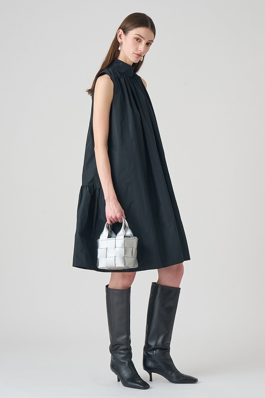 【アナイ/ANAYI】のタフタハイネックAラインワンピース 人気、トレンドファッション・服の通販 founy(ファニー) 　ファッション　Fashion　レディースファッション　Fashion for Women　ワンピース　Dresses　チュニック　Tunic Tops & Dresses　Aラインワンピース・フレアシルエット　A-Line Dresses / Flared Silhouette Dresses　カーディガン　Cardigan, Knitwear　ギャザー　Gathered, Ruffled　ジャケット　Jacket, Outerwear　タフタ　Taffeta, Structured Fabric　チュニック　Tunic, Long Top　ティアード　Tiered, Tiered Style　ノースリーブ　Sleeveless, No-Sleeve　ハイネック　High Neck, Mock Neck　バランス　Balance, Style Balance　ロング　Long, Long-Length　other-8|ID: prp329100004921553 ipo3291000000036924817