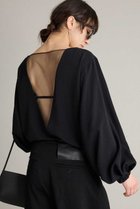 【ブリル/BRILL】のバックメッシュブラウス 人気、トレンドファッション・服の通販 founy(ファニー) ファッション Fashion レディースファッション Fashion for Women トップス・カットソー Cut & Sew Tops シャツ・ブラウス・オフィスカジュアル Elegant Blouses & Button-Ups バッグ Bags スリーブ Sleeve, Long Sleeve / Short Sleeve チュール Tulip, Tulip Motif ツイル Twist, Twisted Detail ロング Long, Long-Length thumbnail ブラック|ID: prp329100004921575 ipo3291000000036925126