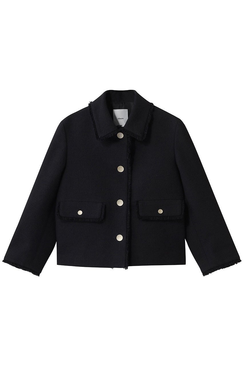 【エブール/ebure】のブークレツイード コンパクトジャケット インテリア・キッズ・メンズ・レディースファッション・服の通販 founy(ファニー) 　ファッション　Fashion　レディースファッション　Fashion for Women　アウター　Coat / Outerwear Collection　レディースジャケット・軽アウター　Jackets　おすすめ　Recommended / Our Picks　コンパクト　Compact, Small Size　ショート　Short, Short Length　ジャカード／ジャガード　Jacquard, Woven Pattern　ジャケット　Jacket, Outerwear　セットアップ　Set-Up, Coordinated Outfit　ツイード　Twill, Twill Weave　デニム　Denim, Jeans Material　バランス　Balance, Style Balance　ネイビー|ID: prp329100004921923 ipo3291000000036929988